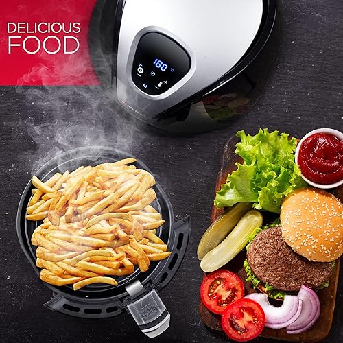 Miniatura 9 de alpina Hot air fryer, fryer, roasting, frying, grilling, roasting and frying, up to 80% less fat, 2-4 people, 2.4 liters, black
