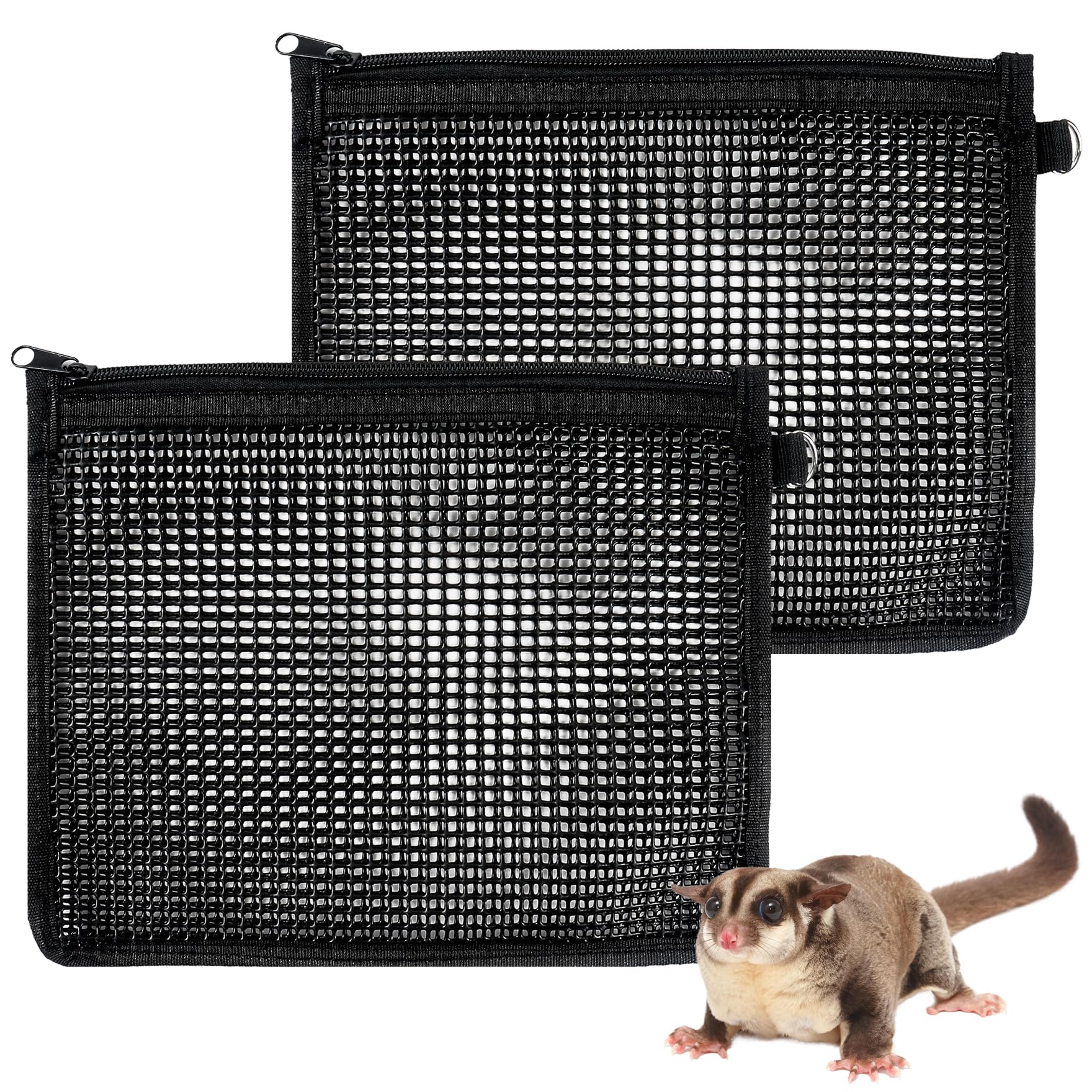 Klmnop 2 Pcs Sugar Glider Nails Trimming Pouch, Sugar Glider Bonding Pouch Mesh, Trim Bag for Sugar Glider Ferrets Guinea Pig Rat(Black)