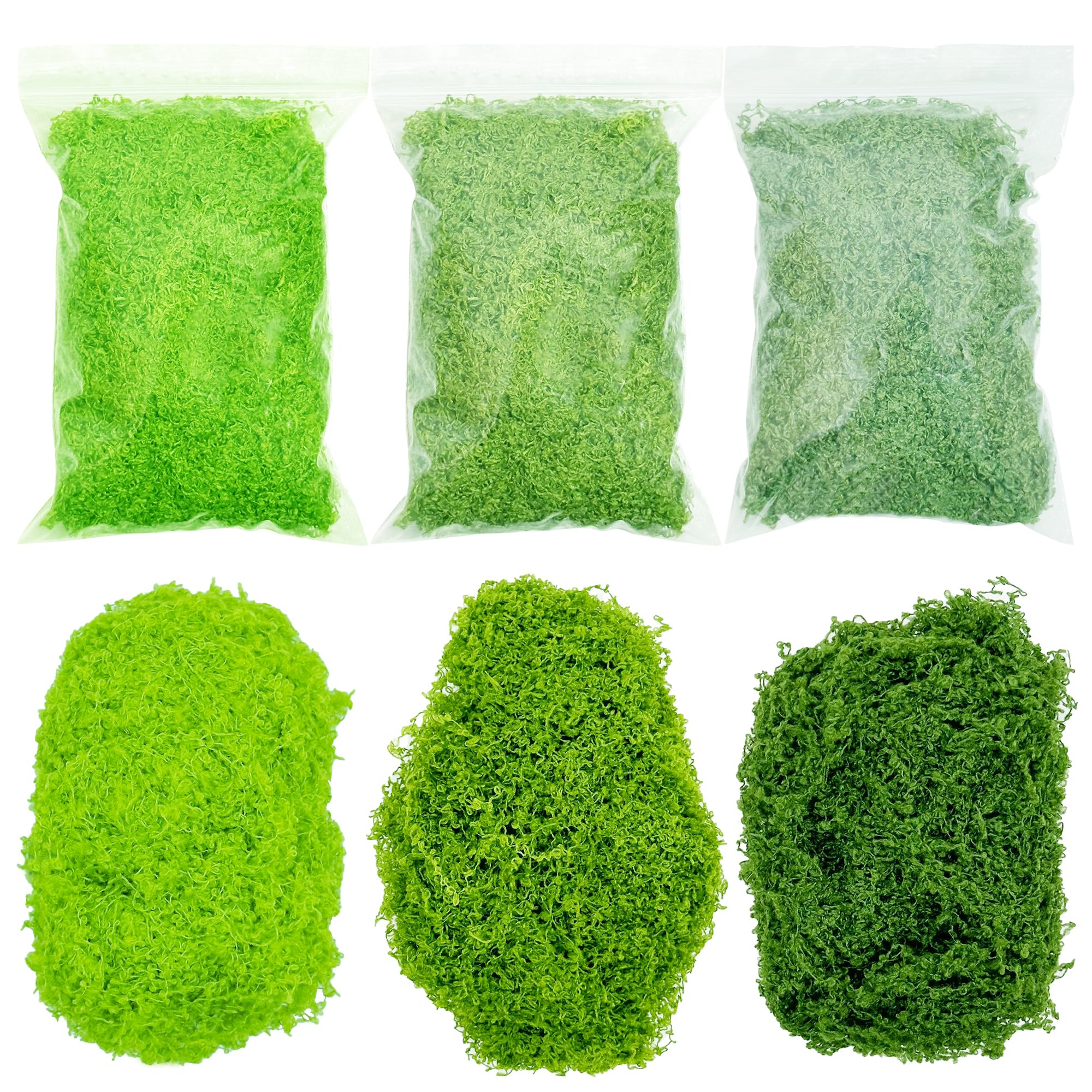 Cayway Static Grass Tuft, Fake Green Moss for Potted Plants, Artificial Green Moss for Plant Crafts, Flower, Table Centerpieces, Fairy Garden Decor (Shape-5)