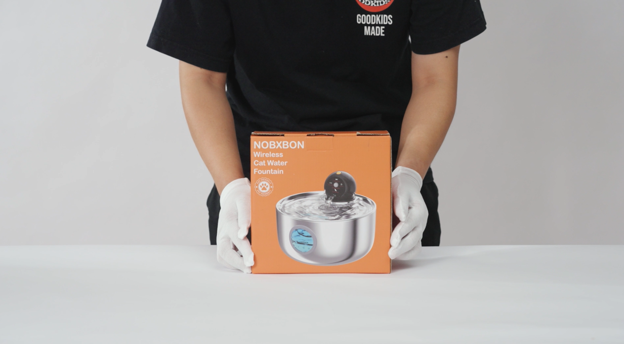 Diagram showing how to install the cat water fountain components.