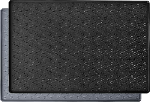 Tapete de comida para perros y gatos, tapete de alimentación para perros y agua, 23.6 x 15.7 pulgadas, tapete de silicona para platos de perros para