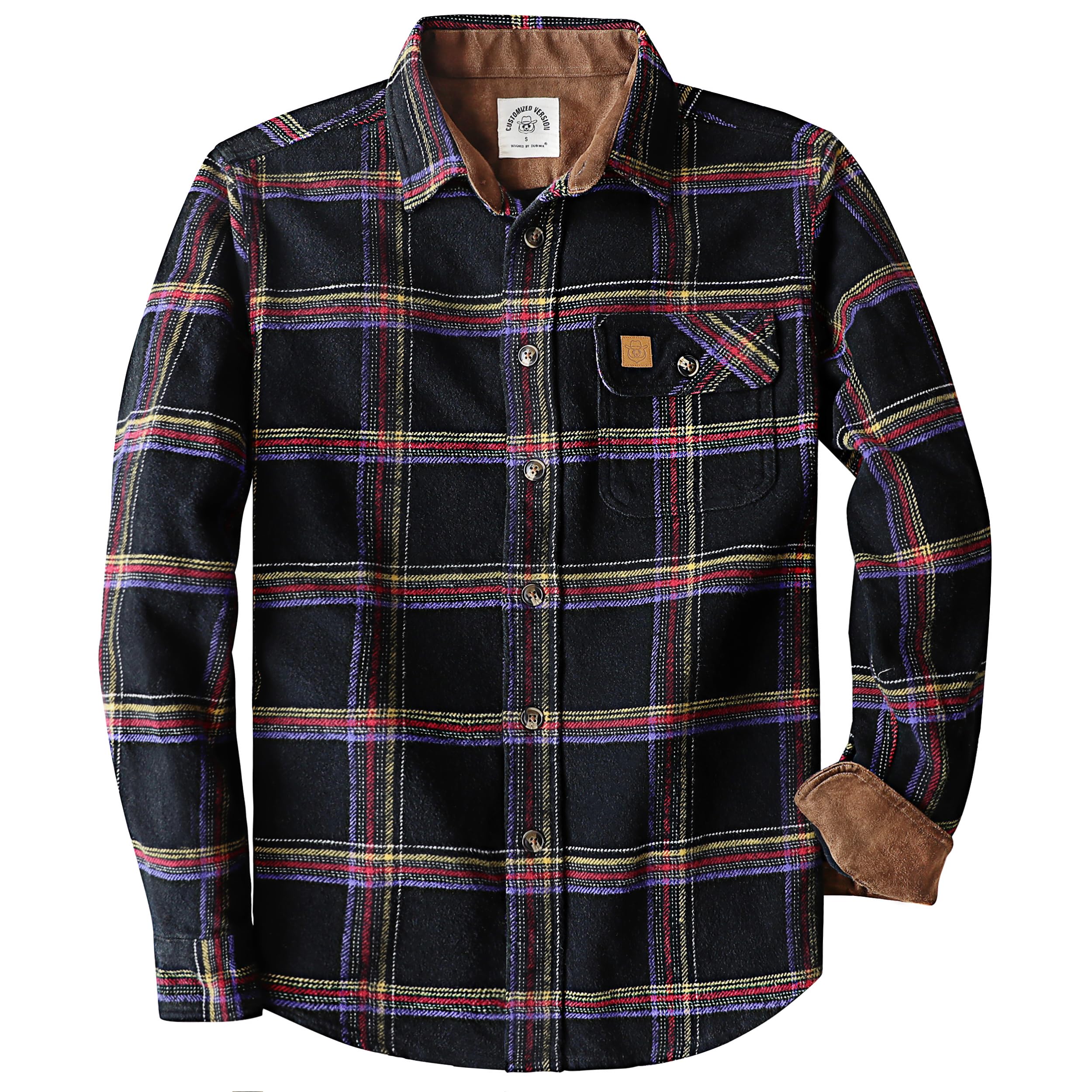 Dubinik® 13oz Super Schweres Flanellhemd Herren Hemd Langarm Kariert Warmes Casual Baumwolle Schwer Button Down