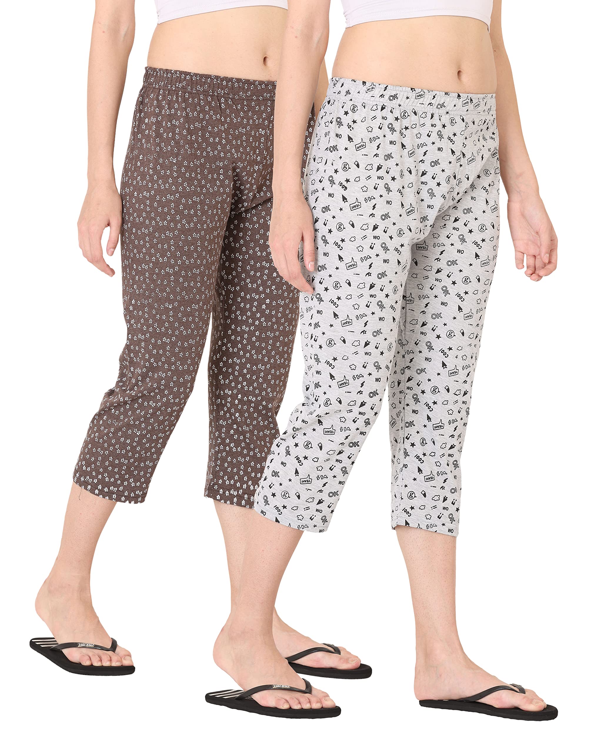Women Cotton Printed Capri with Elastic Waistband Combo-picture-31