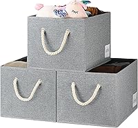 Vista 8 de Contenedores de almacenamiento grandes con tapas, contenedores de almacenamiento de tela con asa de cuerda de algodón y etiqueta, cesta