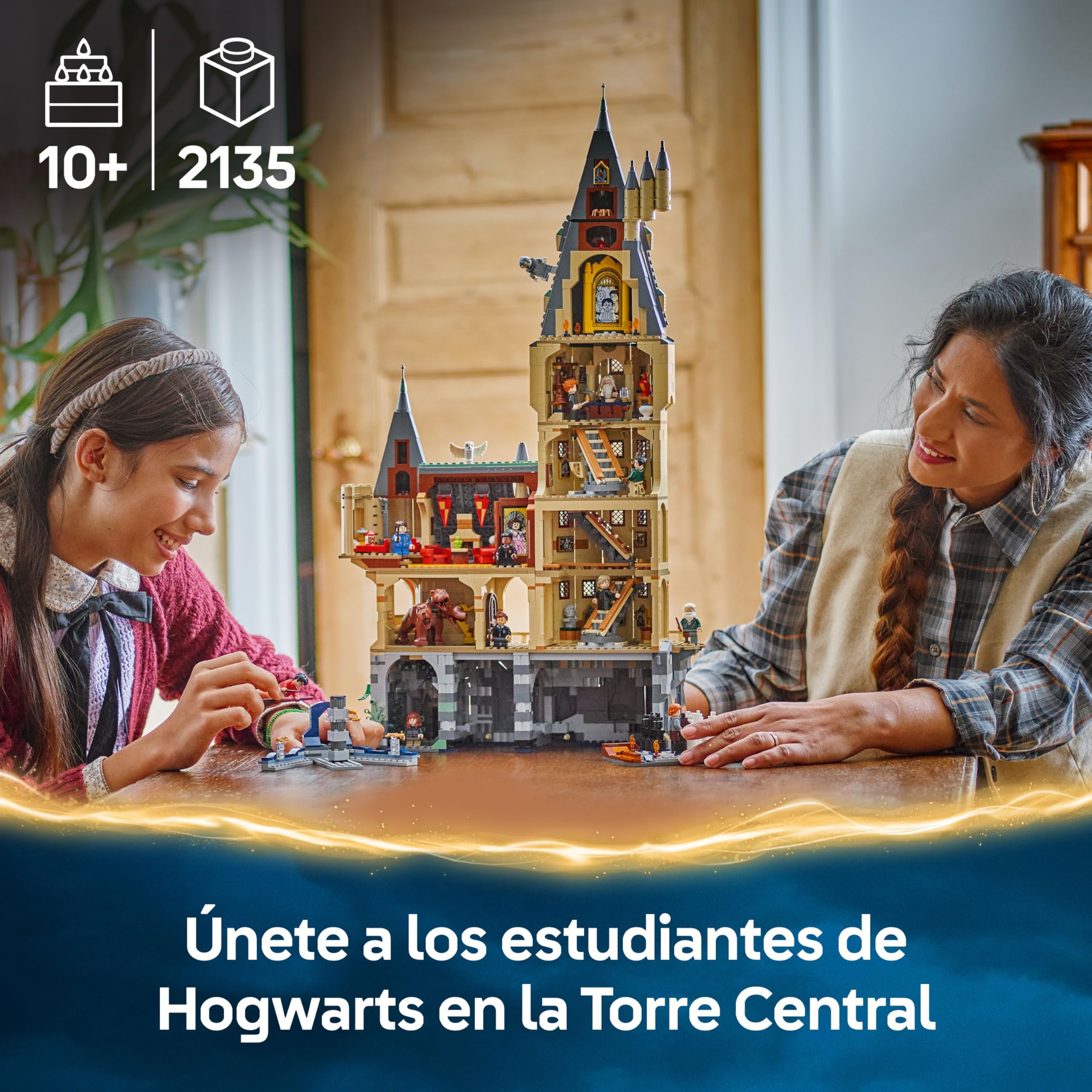 LEGO Harry Potter Castillo de Hogwarts: Torre Central - Castillo de Juguete con Cuarto de Llaves Voladoras y Ajedrez Mágico - 12 Minifiguras - Regalo para Niñas y Niños de 10+ Años 76454