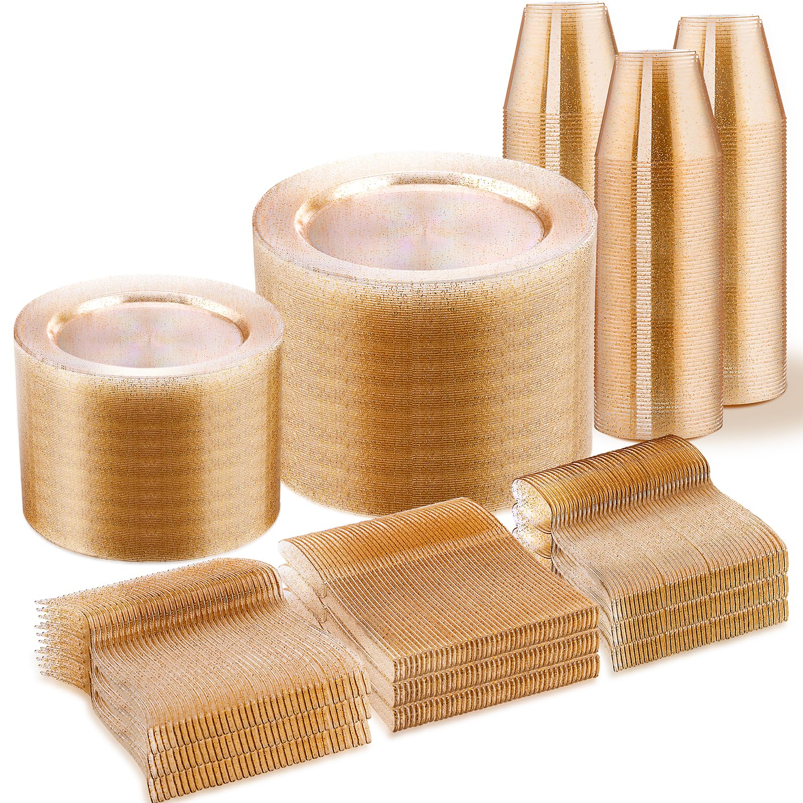 WELLIFE Silver Disposable Dinnerware Set - 600 Piece -31