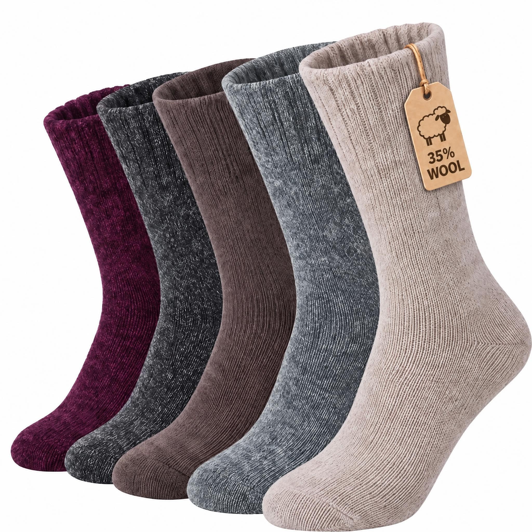Loritta Wool Socks for Women, Winter Warm Hiking Boot Socks Gifts