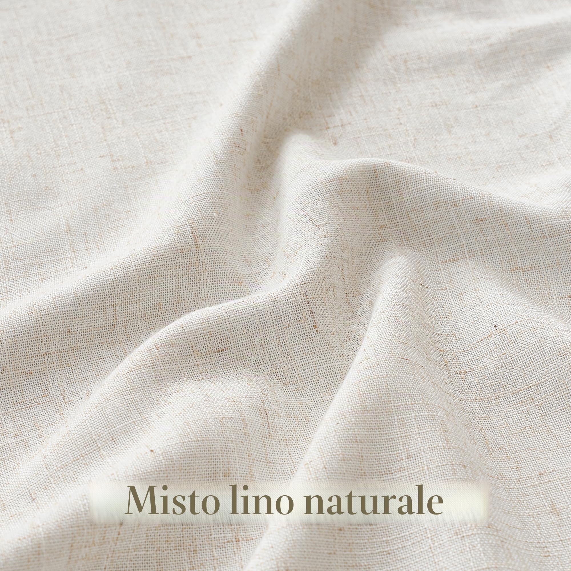 PONY DANCE Tende Soggiorno in Lino 220g/m² Filtro Luce per Interni 2 Pezzi L 140 x A 225 CM Tenda Semitrasparenti Camera da Letto con Anelli Linen Curtains Cameretta Bambini, Bianco Lino Naturale