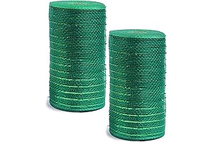 YYCRAFT 2 Pack 6 Inch Metallic Poly Green Mesh Ribbon (Total 20 Yards)-Green