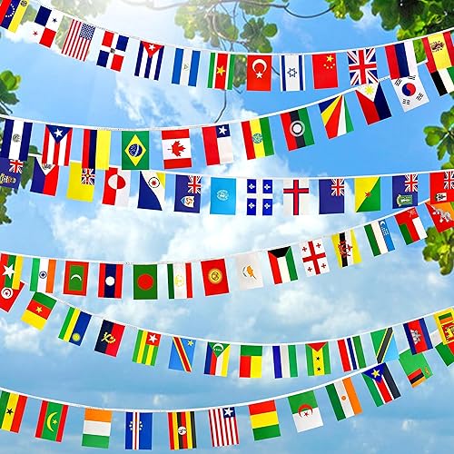 Miniatura 6 de Banderas internacionales de cuerda de 224 países del mundo, decoración para juegos olímpicos, escuela, bar, eventos deportivos, gran apertura, 8.2 x