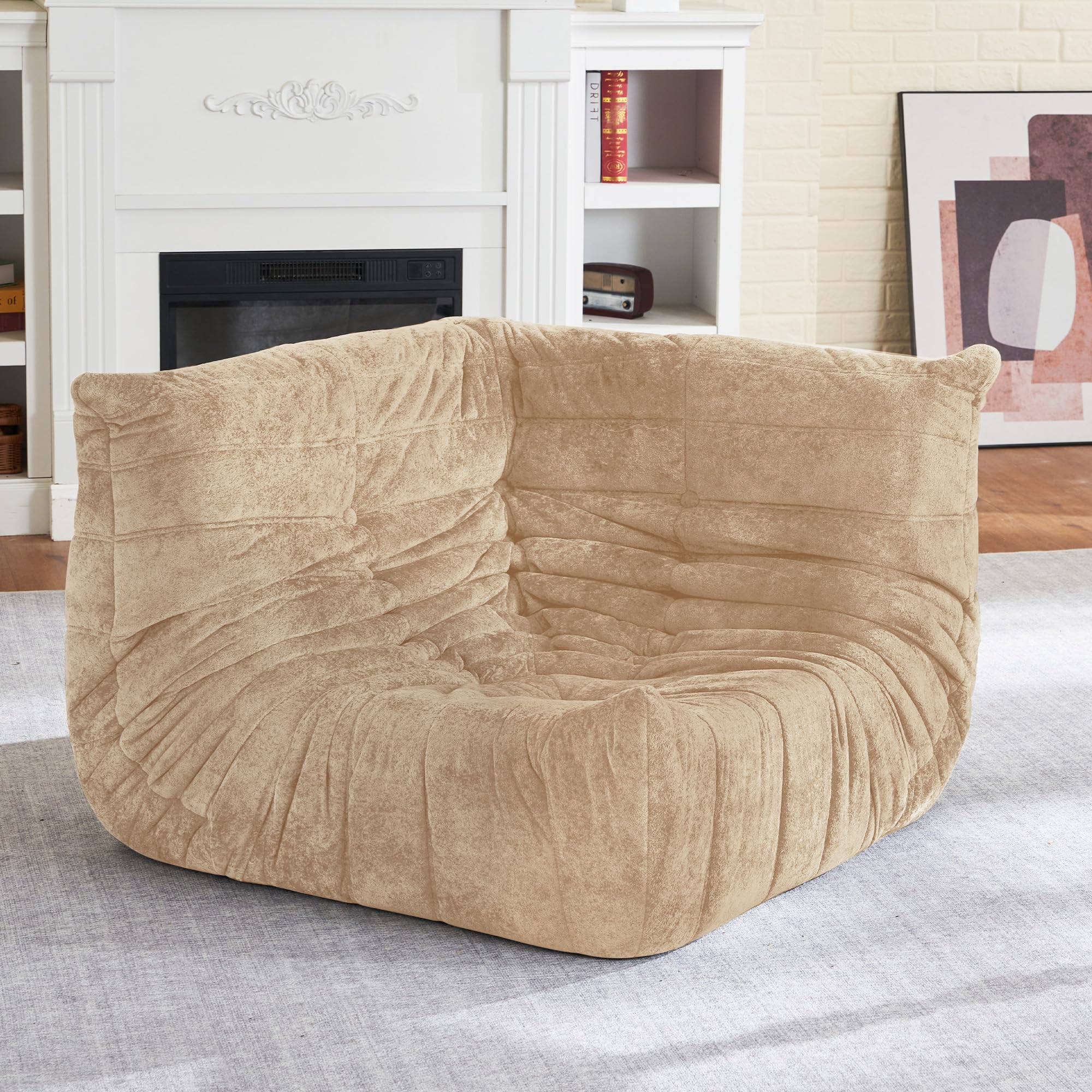 HABUTWAY Giant Bean Bag Chairs Lazy Sofa for Adults,Corner,Khaki