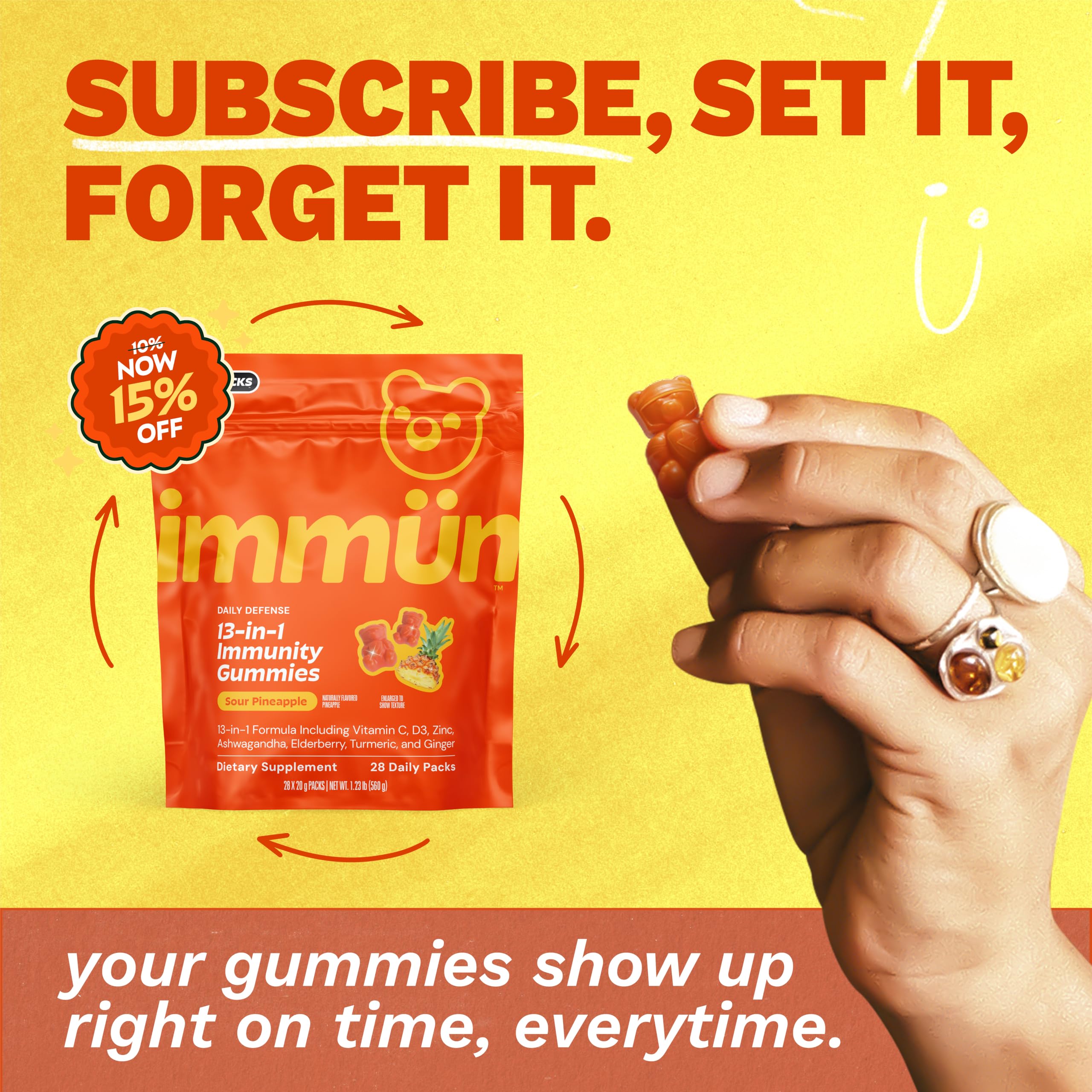 Grüns Immun Immunity Gummies with Vitamin C, Daily Immune Support, 28 ct — Amazon image 4