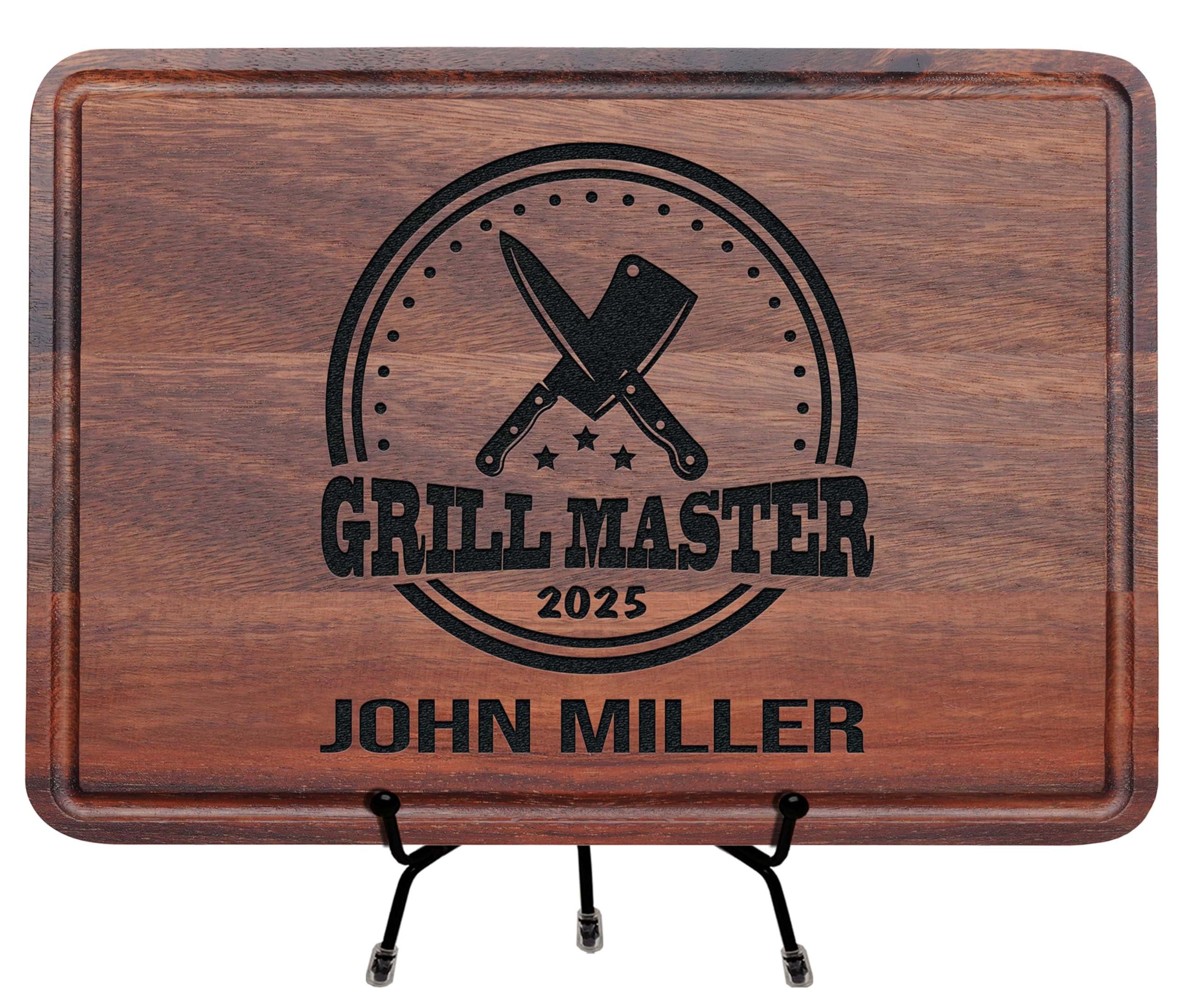 Personalized Cutting Board Gift for Christmas, Birthday, Anniversary, Fathers Day, Men, Husband, Dad, Grandpa, Father in Law, Him, Custom Wood Barbeque and Grilling Board for Men, BBQ Masters, Chefs
