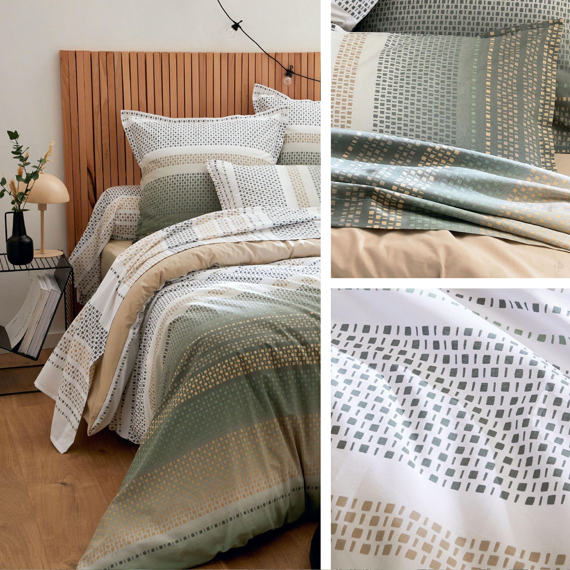 Linnea Drap Plat 280x310 cm 100% Coton Niagara Vert Kaki