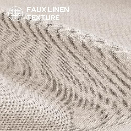 Miniatura 4 de HOMEIDEAS Cortinas opacas 100% de lino beige claro para dormitorio, cortinas de 52 x 63 pulgadas de largo, 2 paneles para sala de estar, lino