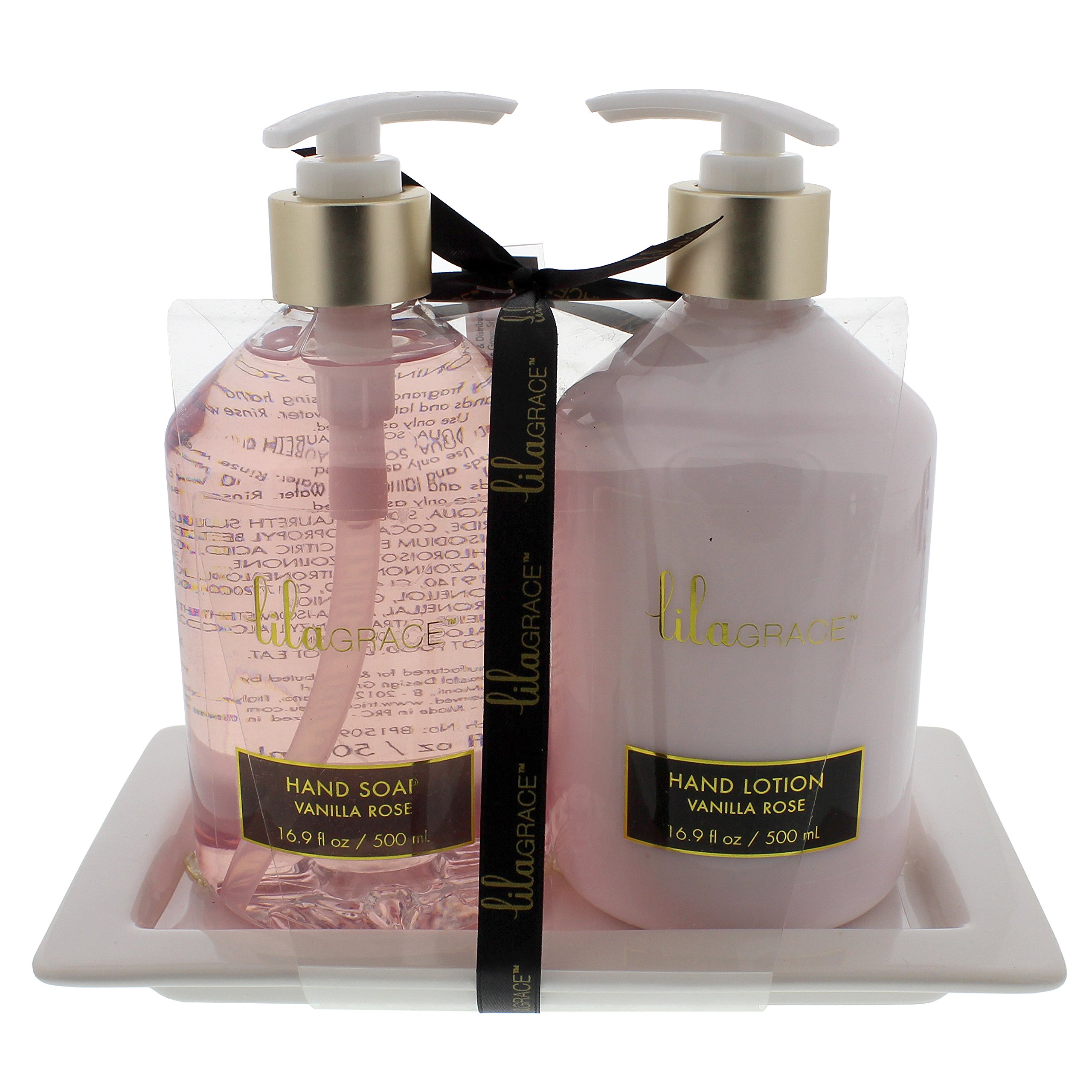 Lila Grace Pink Glitter Dot Hand Lotion Soap Gift Set