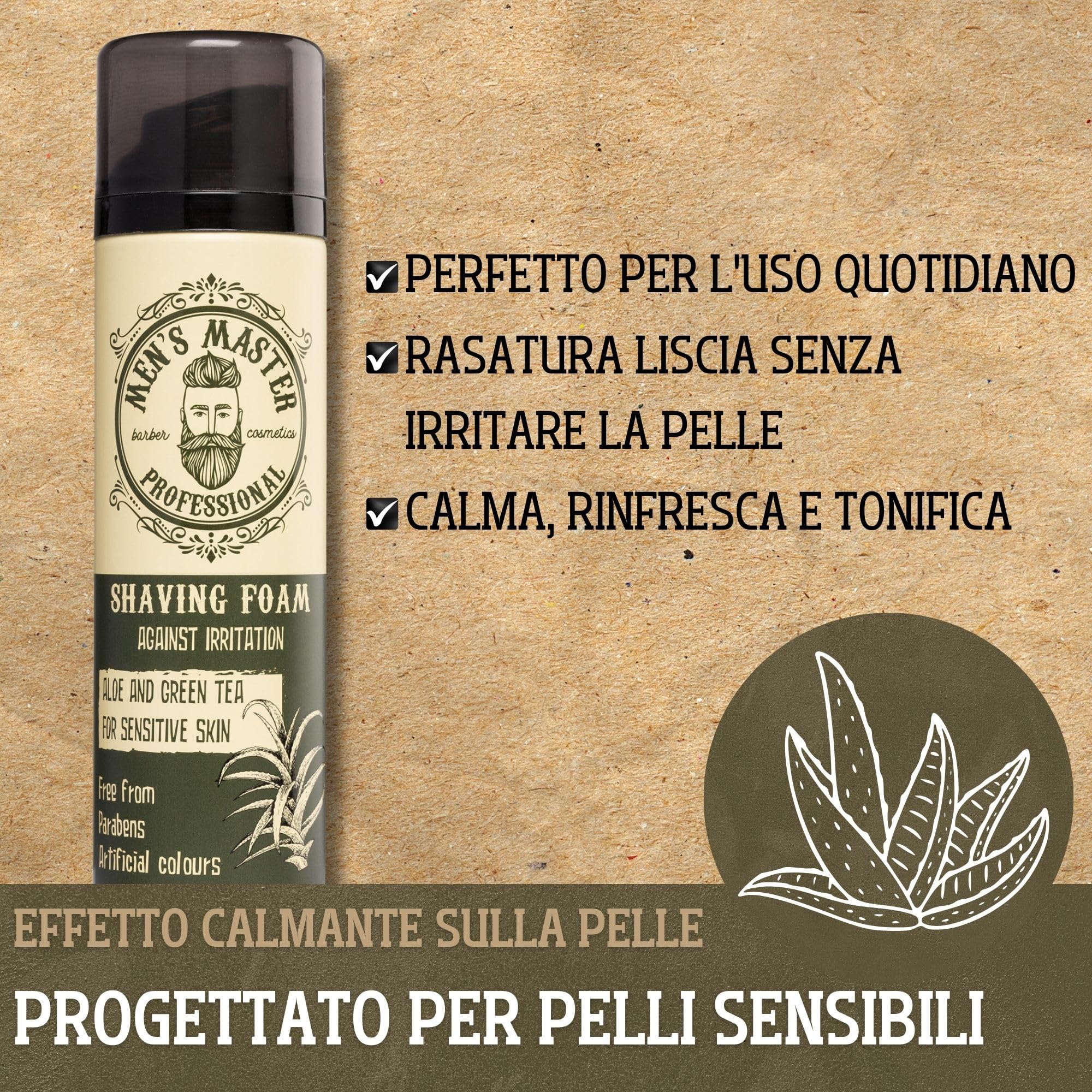 Men's Master Set Regalo per Uomo 3 Unità | Shaving Set | Schiuma Idratante da Barba | Lozione Lenitiva per Dopobarba | Crema Rigenerante Viso Antirughe | Cura del Viso Maschile | Senza Parabeni