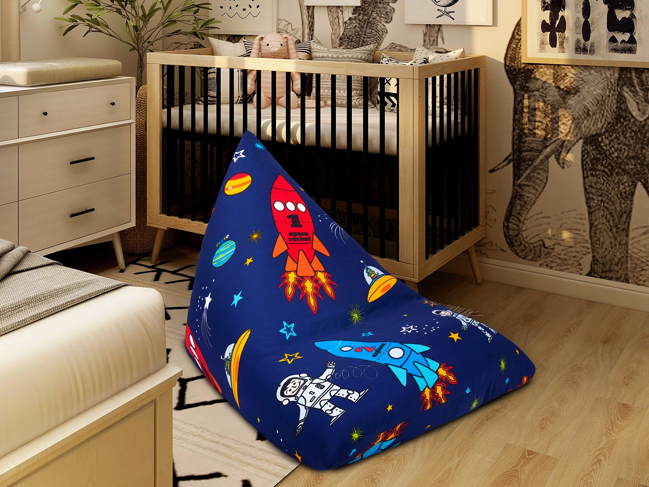 Ready Steady Bed Puff Pirámide para Interior, Silla Puff para niños, Bean Bag de Sala de Estar, Bolsa de Frijoles, Sofa Puff Salon Moderno, Puff con Relleno Incluido (Niño del Espacio)
