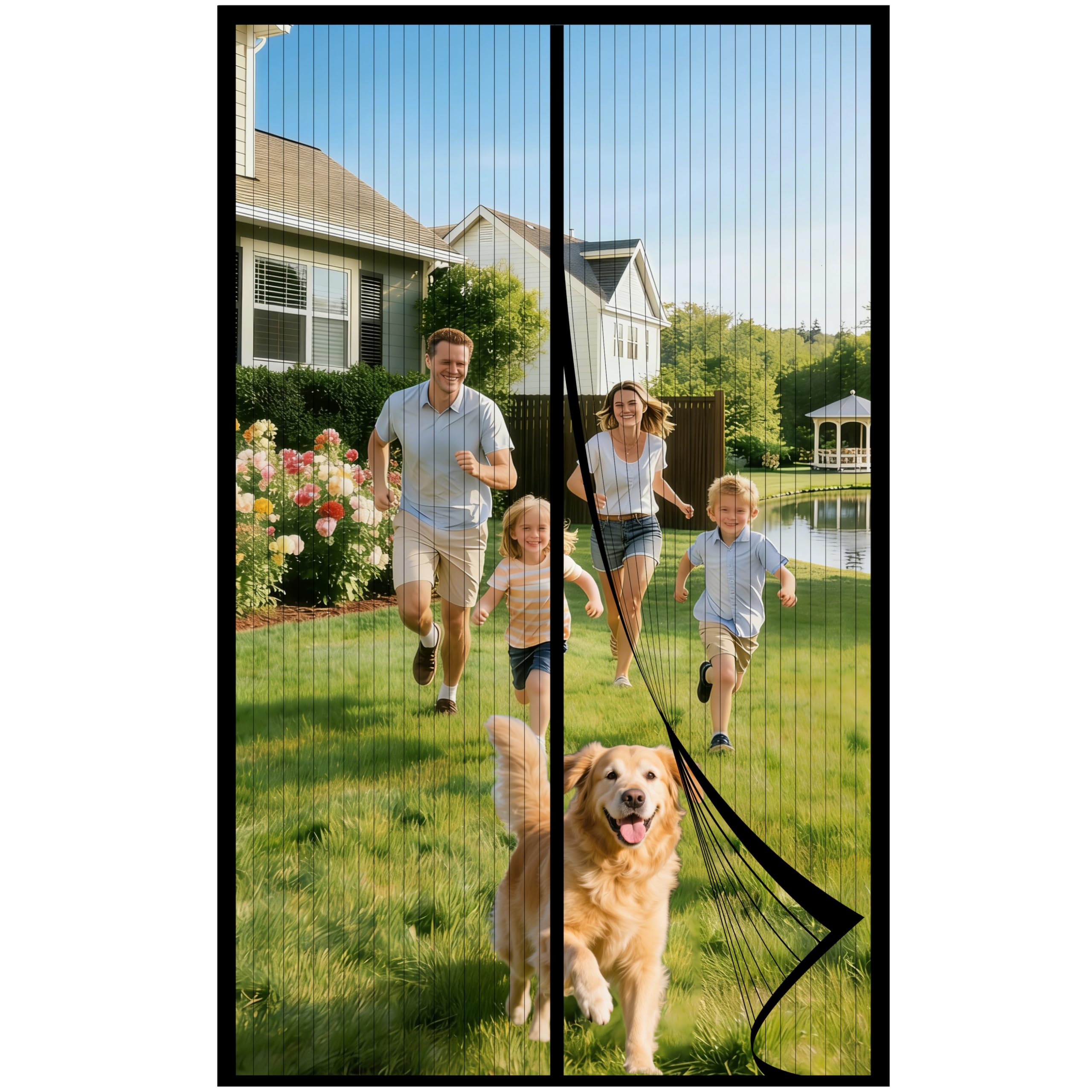 HOWIN Fliegenvorhang Balkontür Magnet, Fliegengitter Terrassentür Ohne Bohren 85x200cm, Moskitonetz Tür, Fliegenschutz Türen, Insektenschutz Balkon Tür, Fly Screen Door Magnetic (Schwarz)