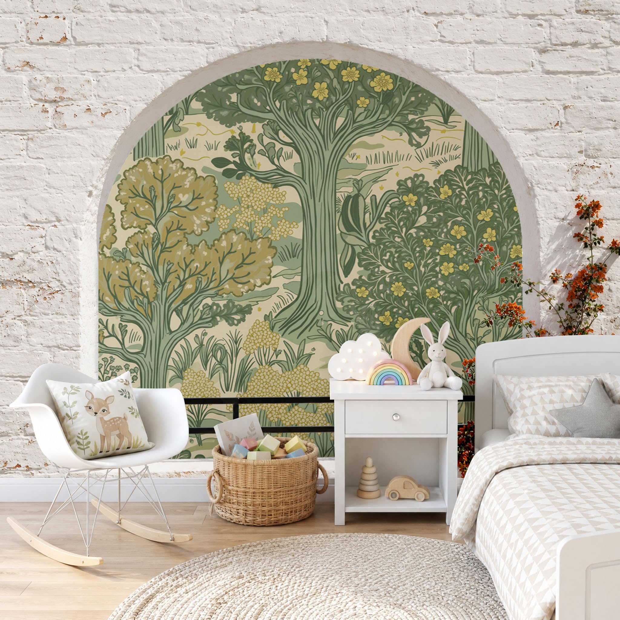 Vlies Fototapete Englisches Waldmuster Retro-Blumenmuster 250x175cm - Fototapeten - Tapeten - für Wohnzimmer Schlafzimmer - Vliestapete Wandtapete Tapete 3D Effekt- Tapetenkleister erforderlich