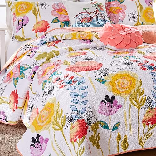 Miniatura 3 de Juego de cobija con diseño en acuarelas de Greenland Home Fashions Algodón Multicolor King