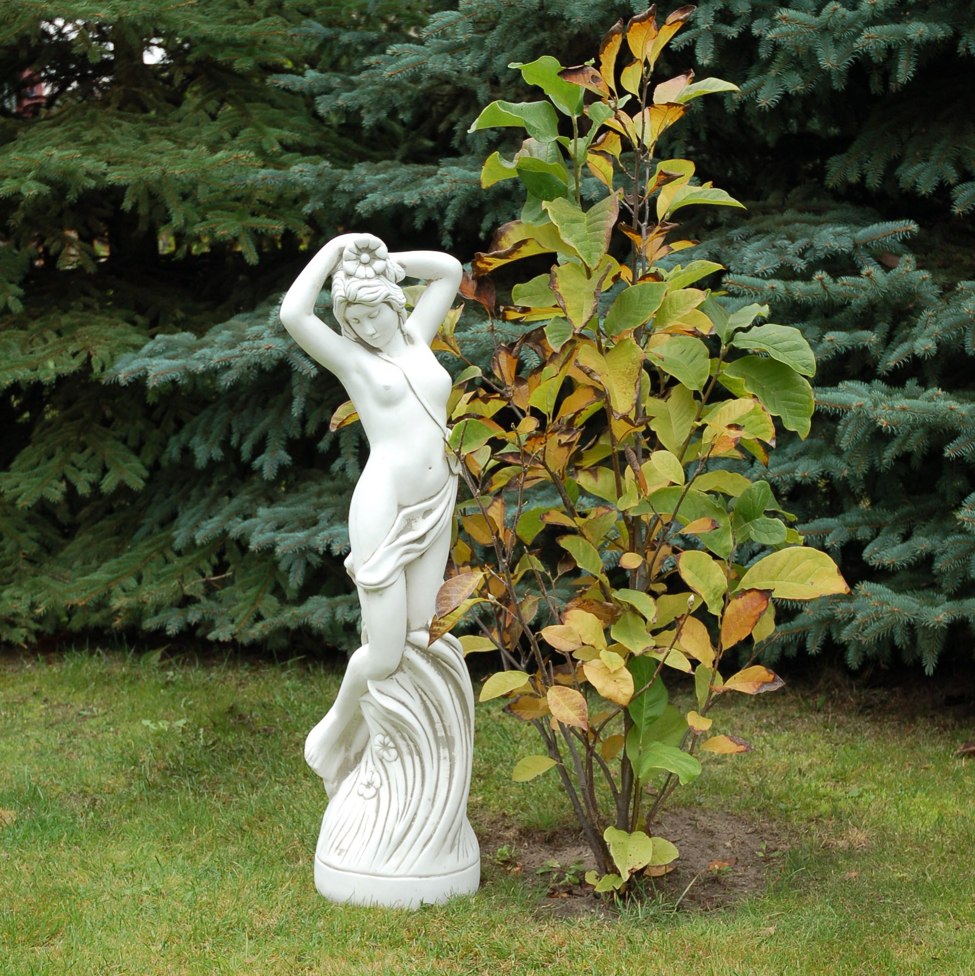 gartendekoparadies.de Erotische Frauen-Statue, Steinfigur, H. 84 cm, 28 kg, Grau, frostsicher aus Steinguss für Außenbereich