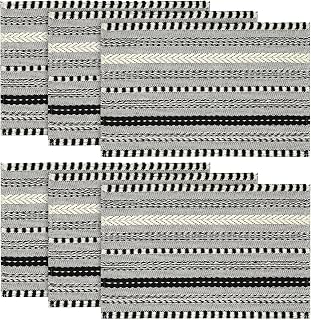 Artoid Mode Black Woven Braided Stripe Placemats Set of 6-12x18 Inch