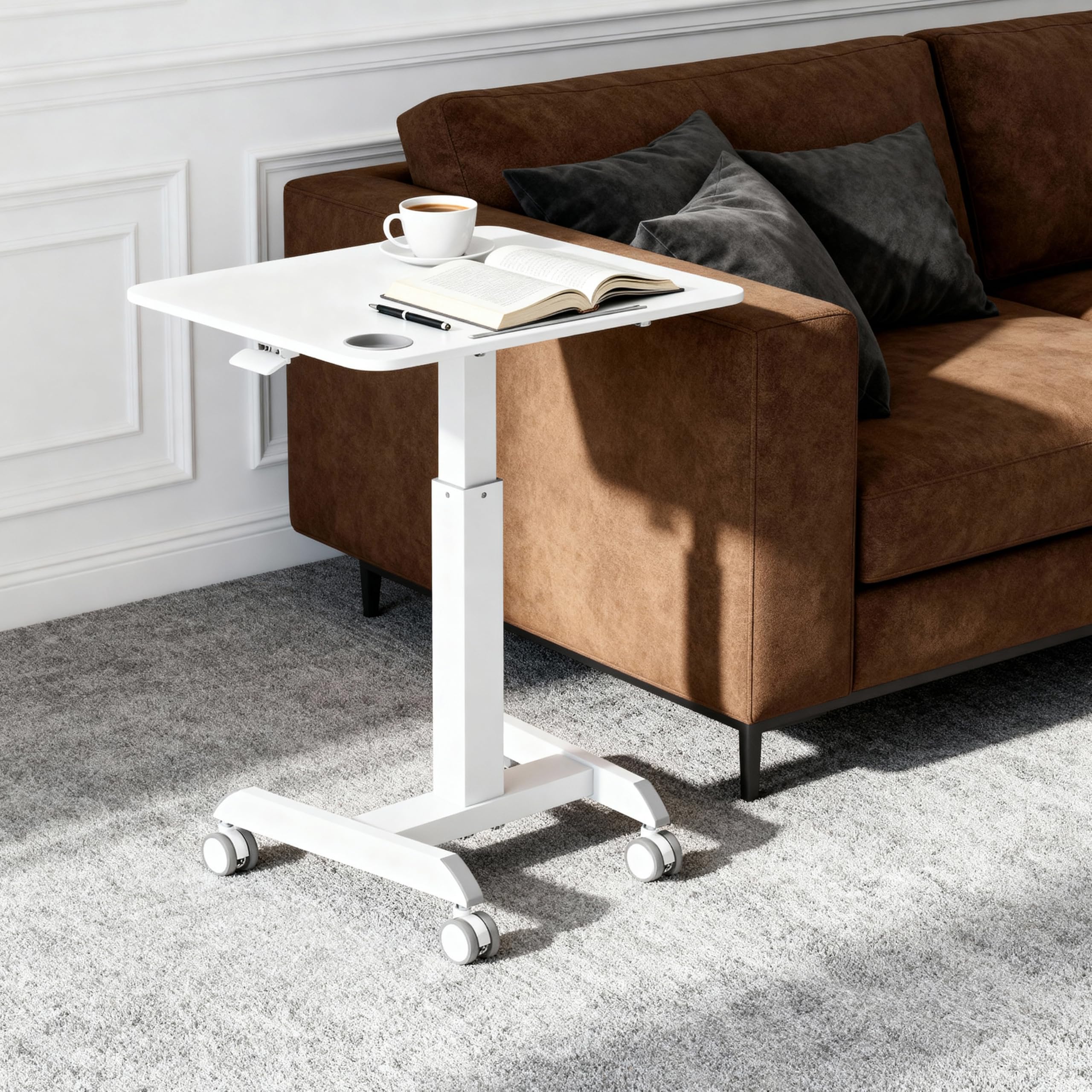 Mount-It Laptop Cart Rolling Desk Adjustable Height with 28 5 x 22 Tabletop Ergonomic Sit-Stand Workstation on Wheels — view 2