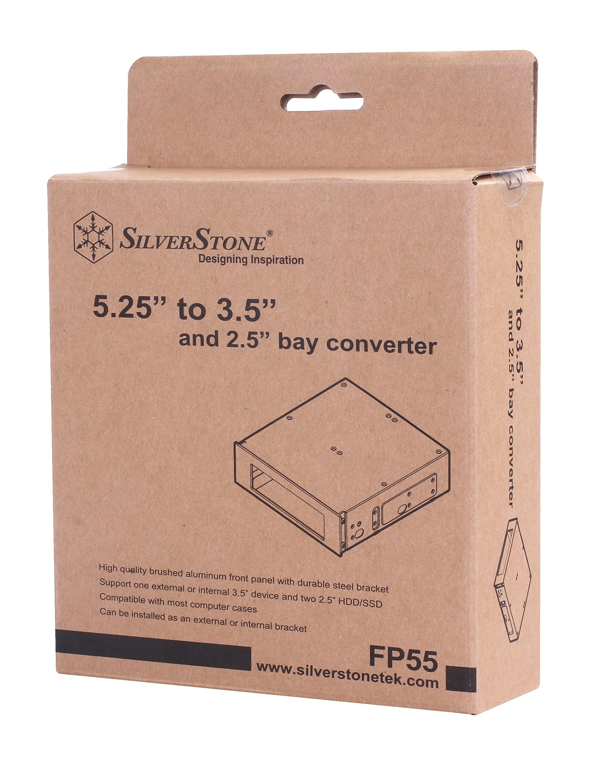 SilverStone SST-FP55B - adapter panelu przedniego 5,25" na 3,5" z uchwytem do 2 x 2,5" HDD/SSD, czarny