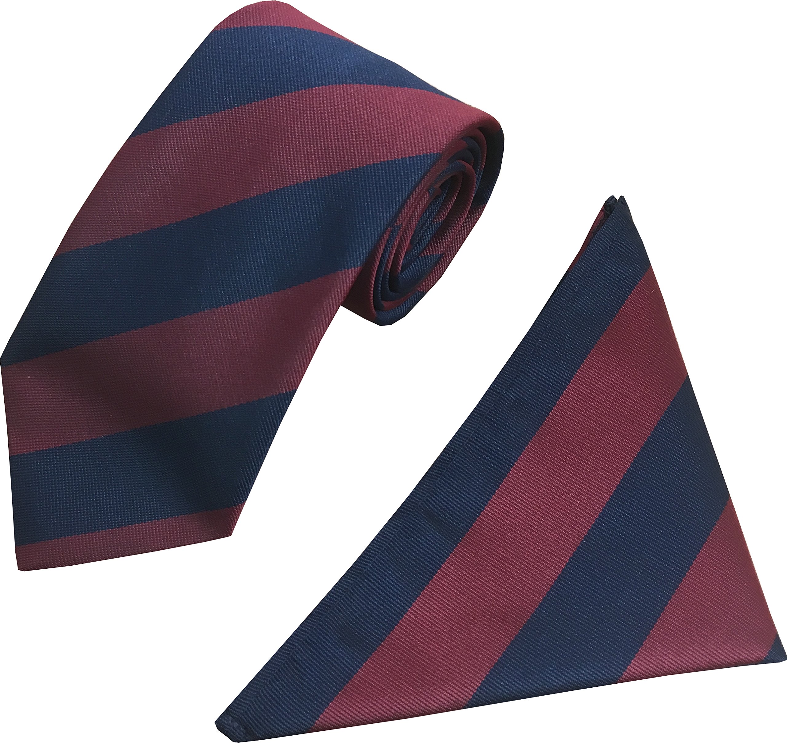 Great British Tie Club Men's Navy, Maroon Brigade Of Guards Regital Tie & Hanky Set
