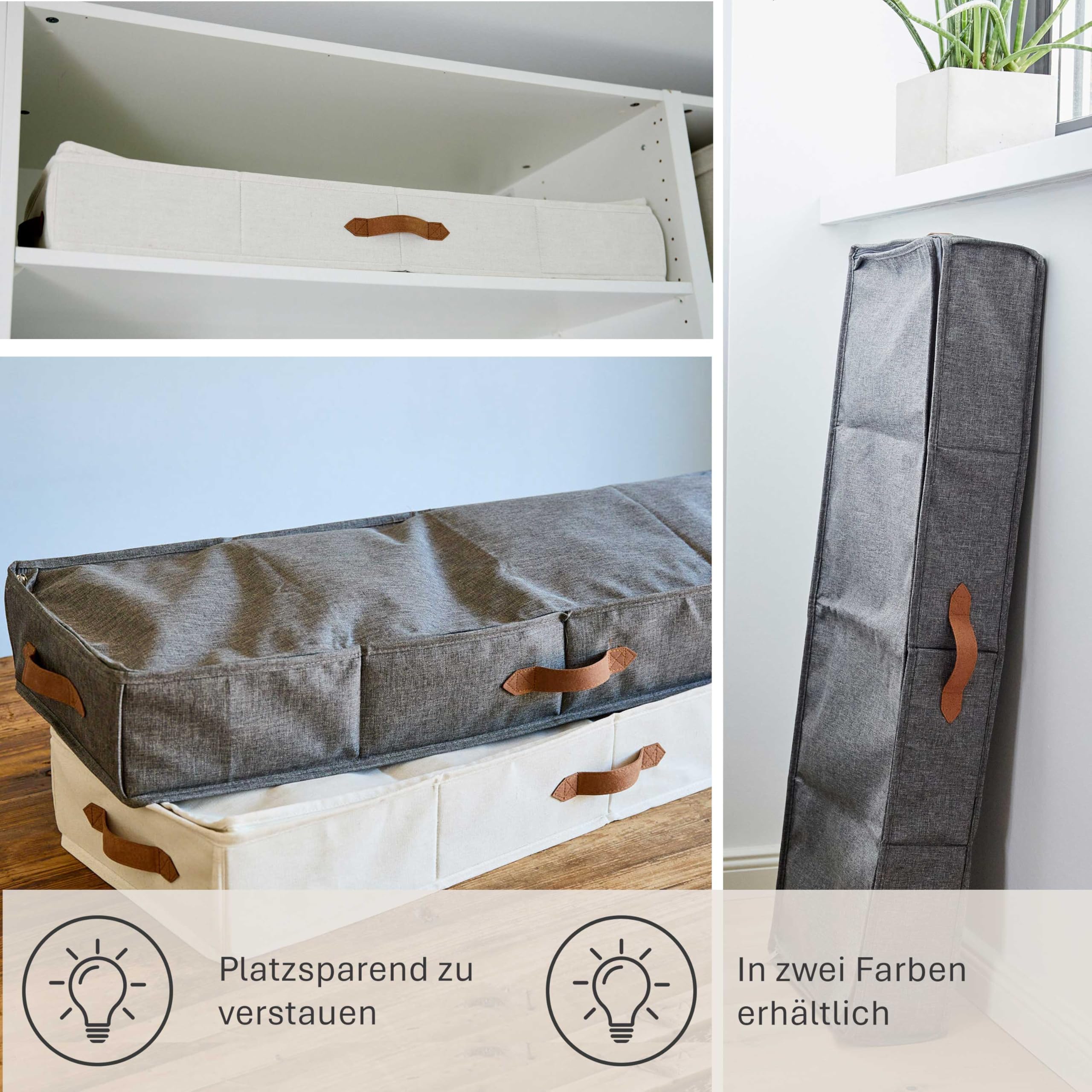 LOVE IT STORE IT Premium Geschenkpapier Organizer - Hochwertige Geschenkpapier Aufbewahrung aus Stoff - Mit Fächern für Geschenkbänder - Beige - 90x30x12 cm