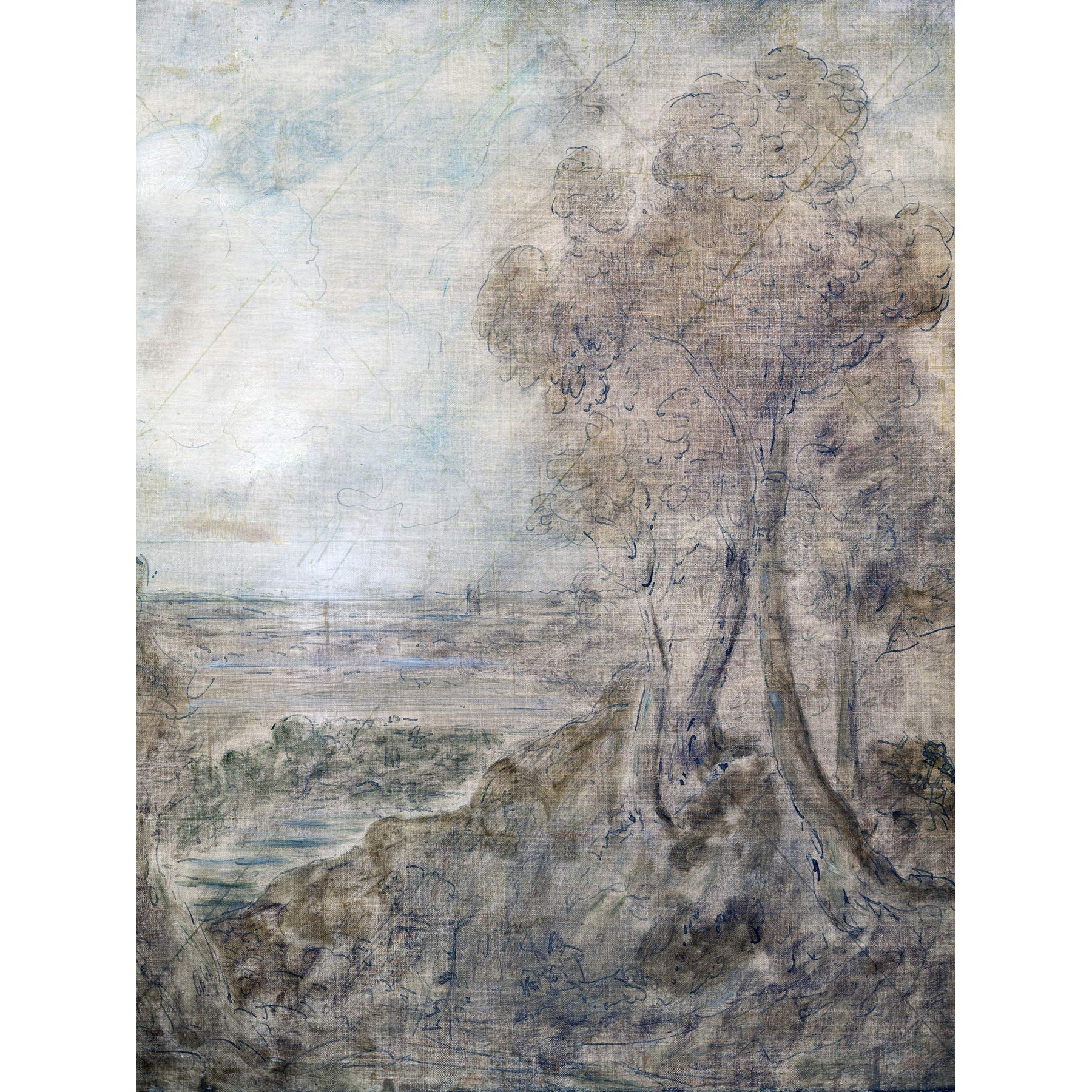 Artery8 Constable Sketch For Dedham Vale Painting Premium Wall Art Canvas Print 18X24 Inch