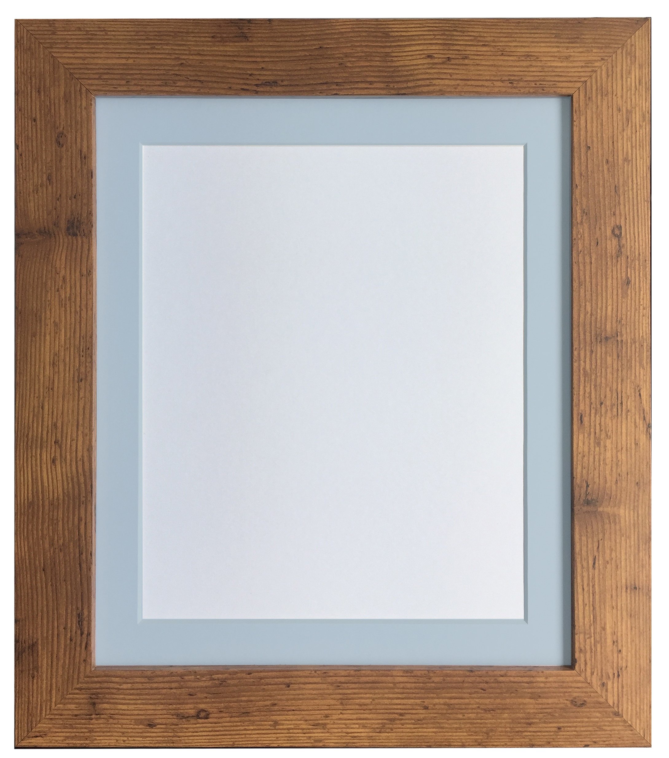 FRAMES BY POST London Picture Photo Frame, Vintage Wood with Blue Mount, 16 x 12 Image Size 12 x 10 Inches โ image 1