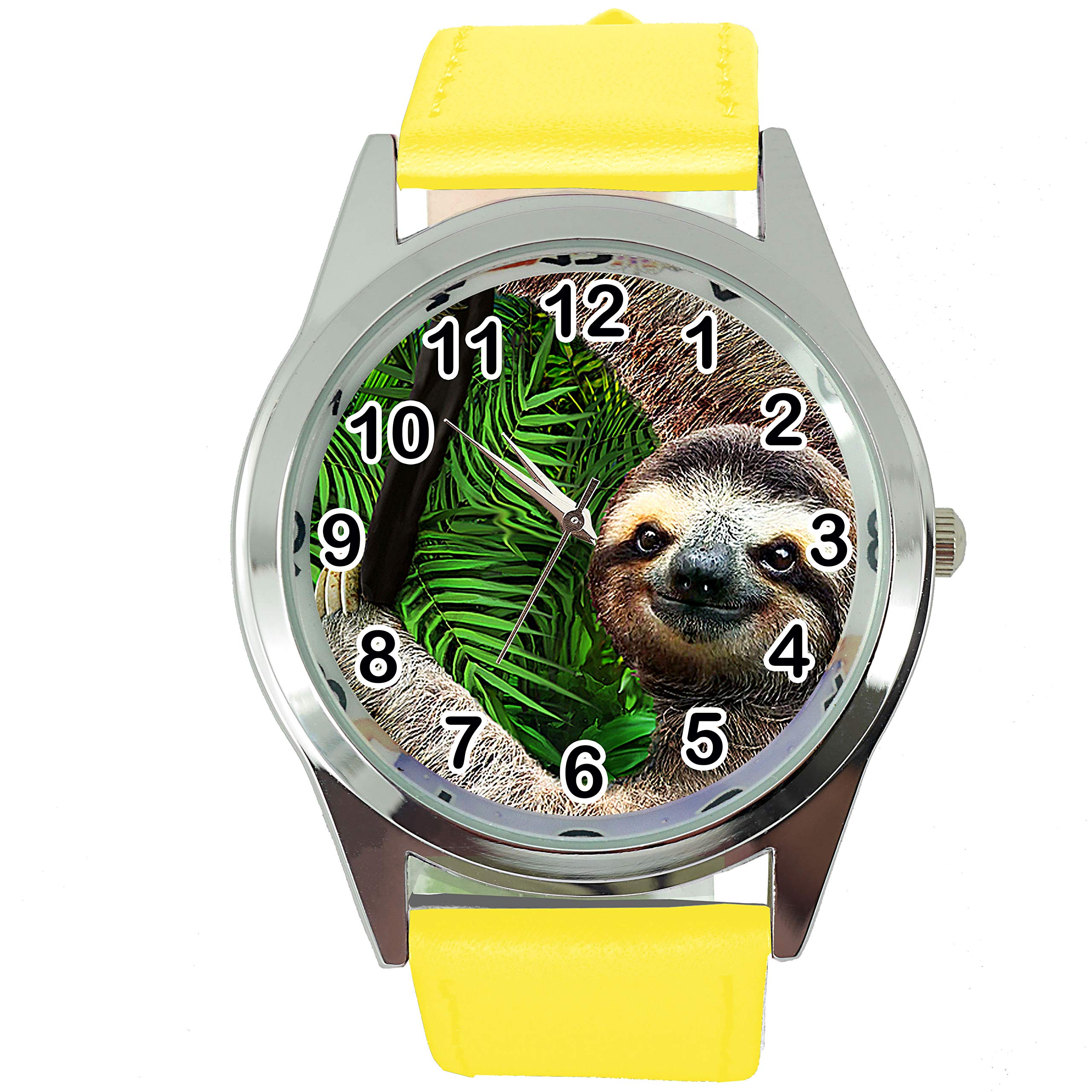 TAPORTLazy Sloth Yellow Leather Band Quartz Watch