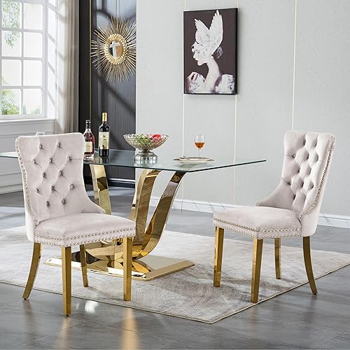 Miniatura 6 de Juego de mesa de comedor de cristal dorado moderno de 70 pulgadas para 6, juego de mesa rectangular de comedor de cocina de 7 piezas con base de