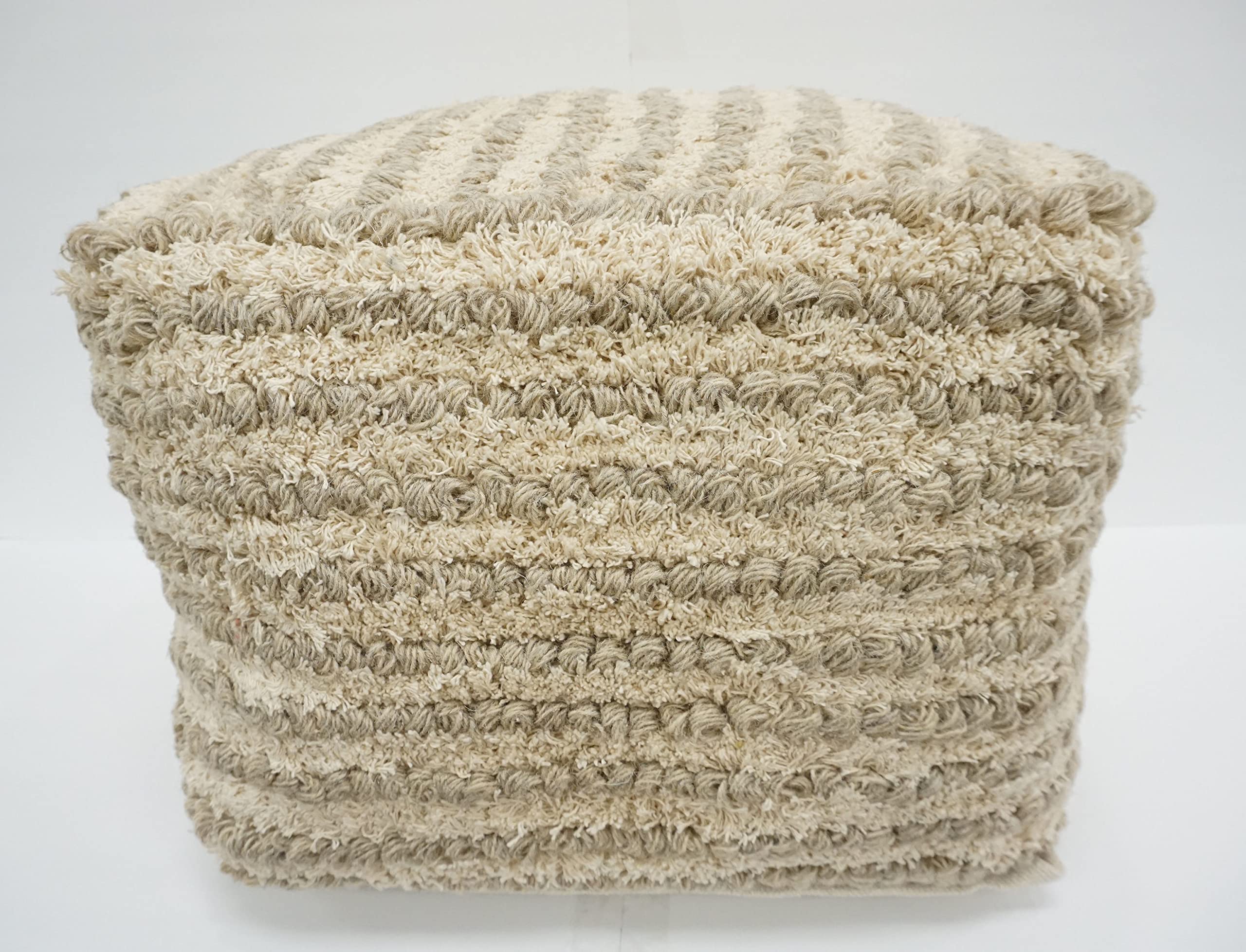 Home&Manor Wool Cotton Eubank Pouf-picture-27