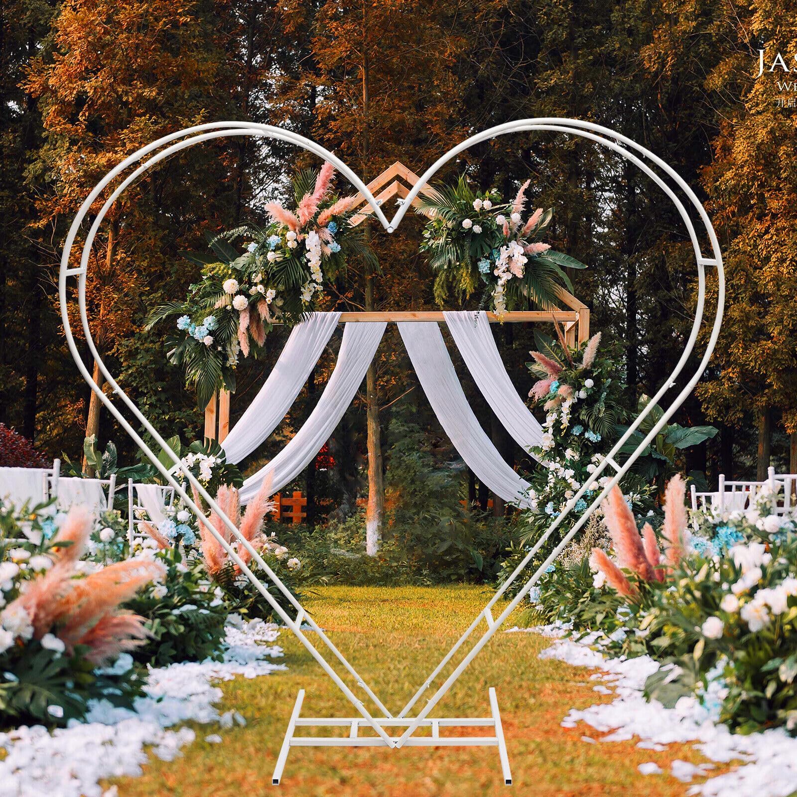 Herz Hochzeitsbogen 205CM Metall Ballon Bogen Weiß Wedding Arch Backdrop Stand Rosenbögen Hochzeit Blumen Ballon Bogen Kit für Hochzeit Geburtstag Party Dekorationen