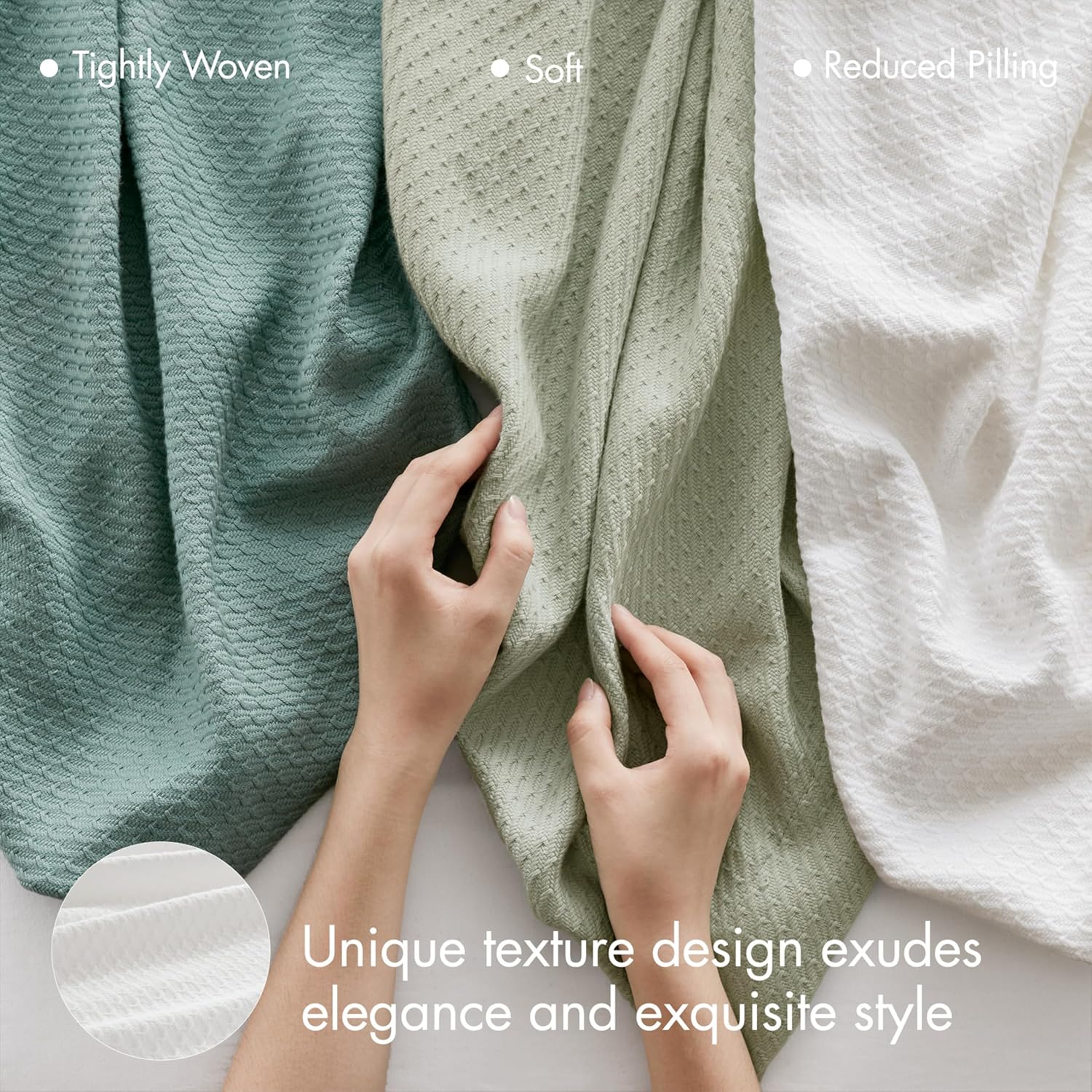 Madison Park 100% Egyptian Cotton Lightweight Summer Blanket, Breathable Waffle Knit Design, Soft Cozy All-Season Throw for Bed, Couch or Sofa, White King Size (108"x90") - Image 5