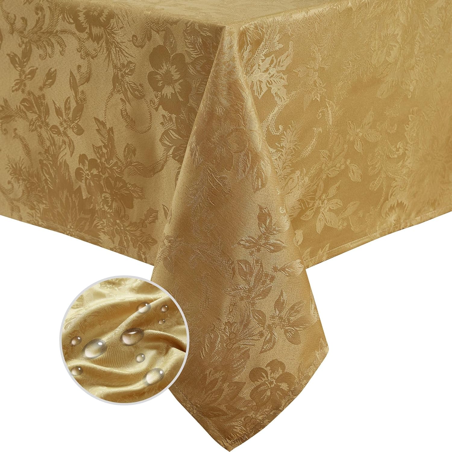 Gold Jacquard Holiday Tablecloth 60" x 144"