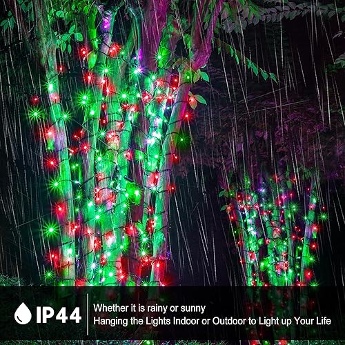 Miniatura 3 de kemooie Paquete de 2 240 luces LED solares de Navidad de 78 pies, funciona con energía solar con 8 modos, luces impermeables para balcón, patio,