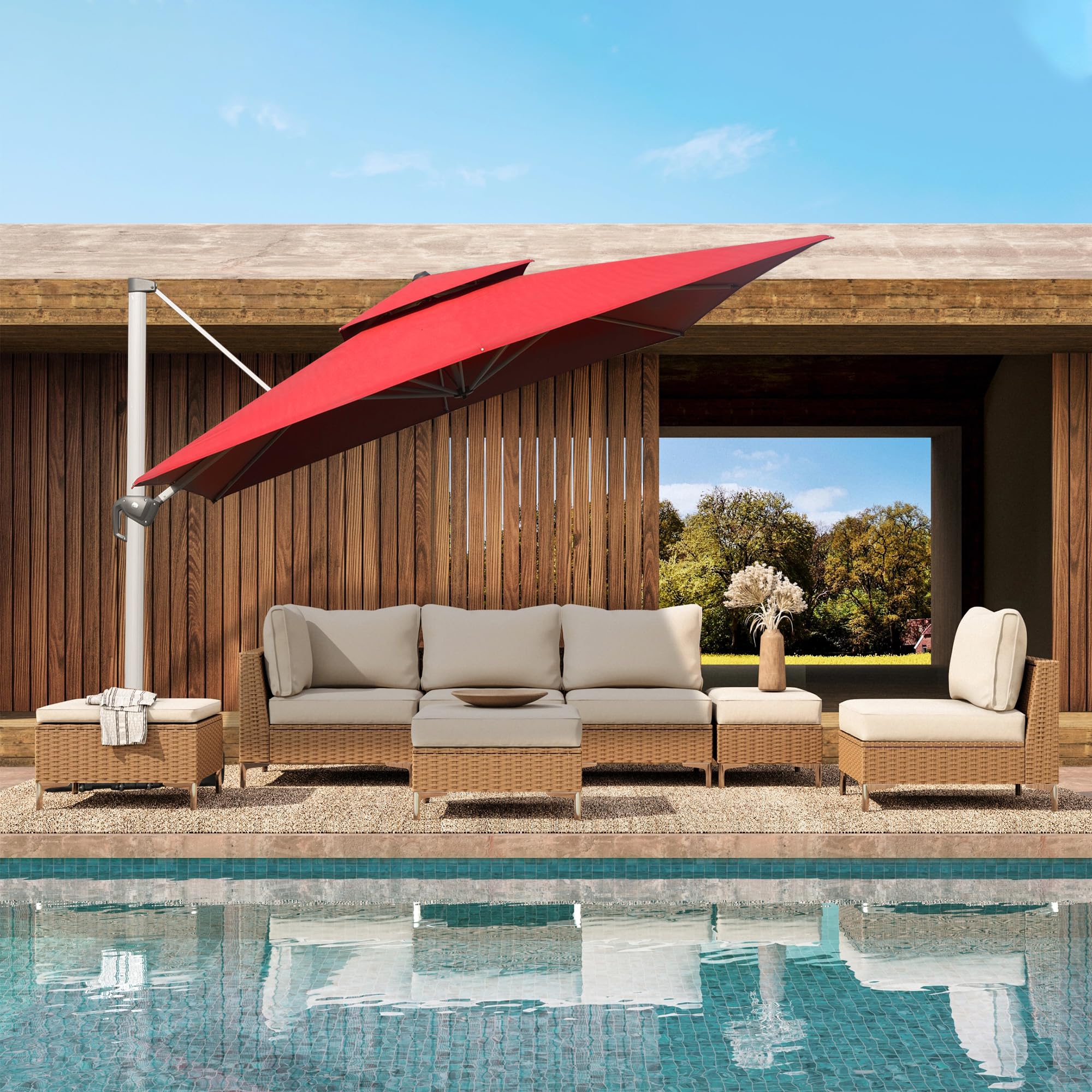 Amazon.com : Domi 12FT Cantilever Patio Umbrellas, 2 Tier Square Patio Umbrella With Premium 250g Waterproof Fabric, 360 Degree Rotation Aluminum Cantilever Umbrella, Easy Tilt Offset Patio Umbrella, Red : Patio, Lawn & Garden Amazon.com : Domi 12FT Cantilever Patio Umbrellas, 2 Tier Square Patio Umbrella With Premium 250g Waterproof Fabric, 360 Degree Rotation Aluminum Cantilever Umbrella, Easy Tilt Offset Patio Umbrella, Red : Patio, Lawn & Garden