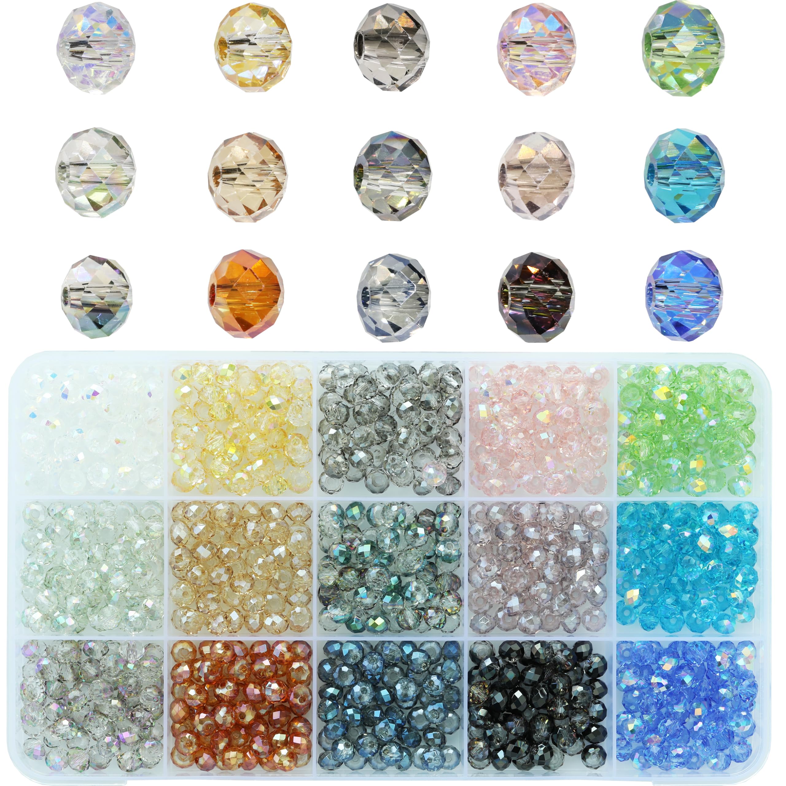 1200 Perline Briolette In Cristallo 6mm: 24 Colori AB Per Creare Gioielli Fai Da Te