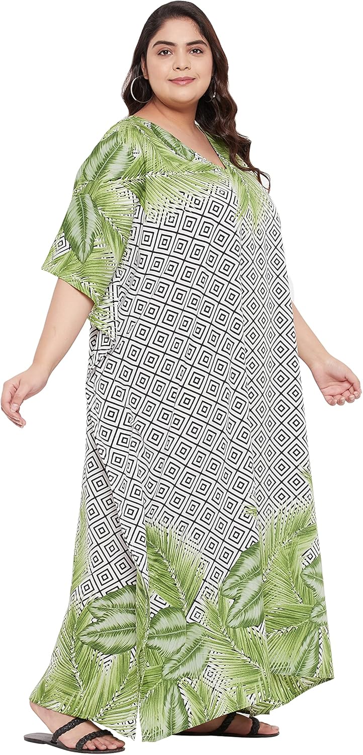 Gypsie Blu Women Plus Size Kaftan Dress Beach Cover Up Maxi Dresses for Women, V-Neck Kimono Sleeve 1X–3X - Image 2