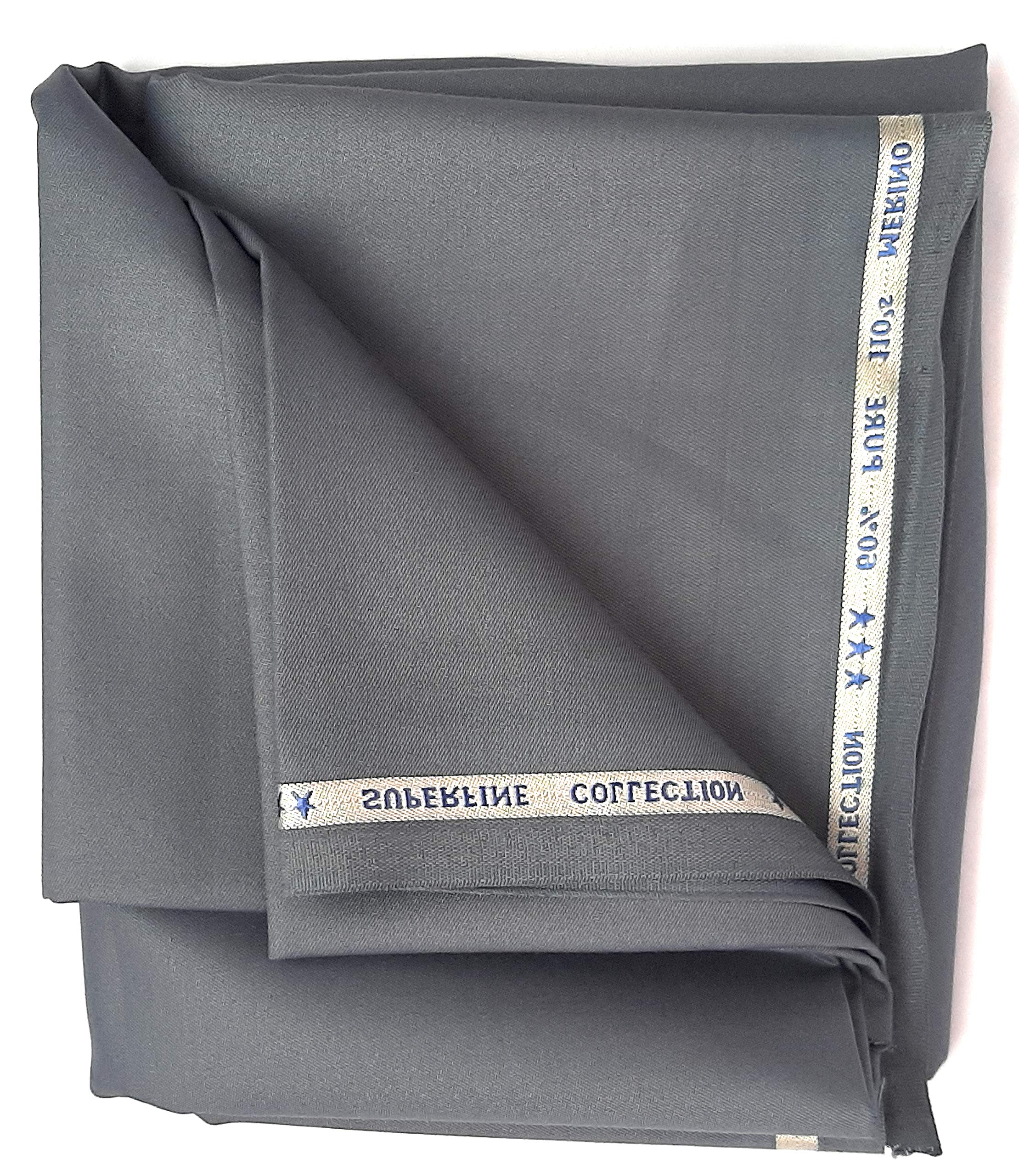 Men's Polyester Unstitched Trouser Fabric - 1.30 Meter (Light Steel Grey, Free Size)