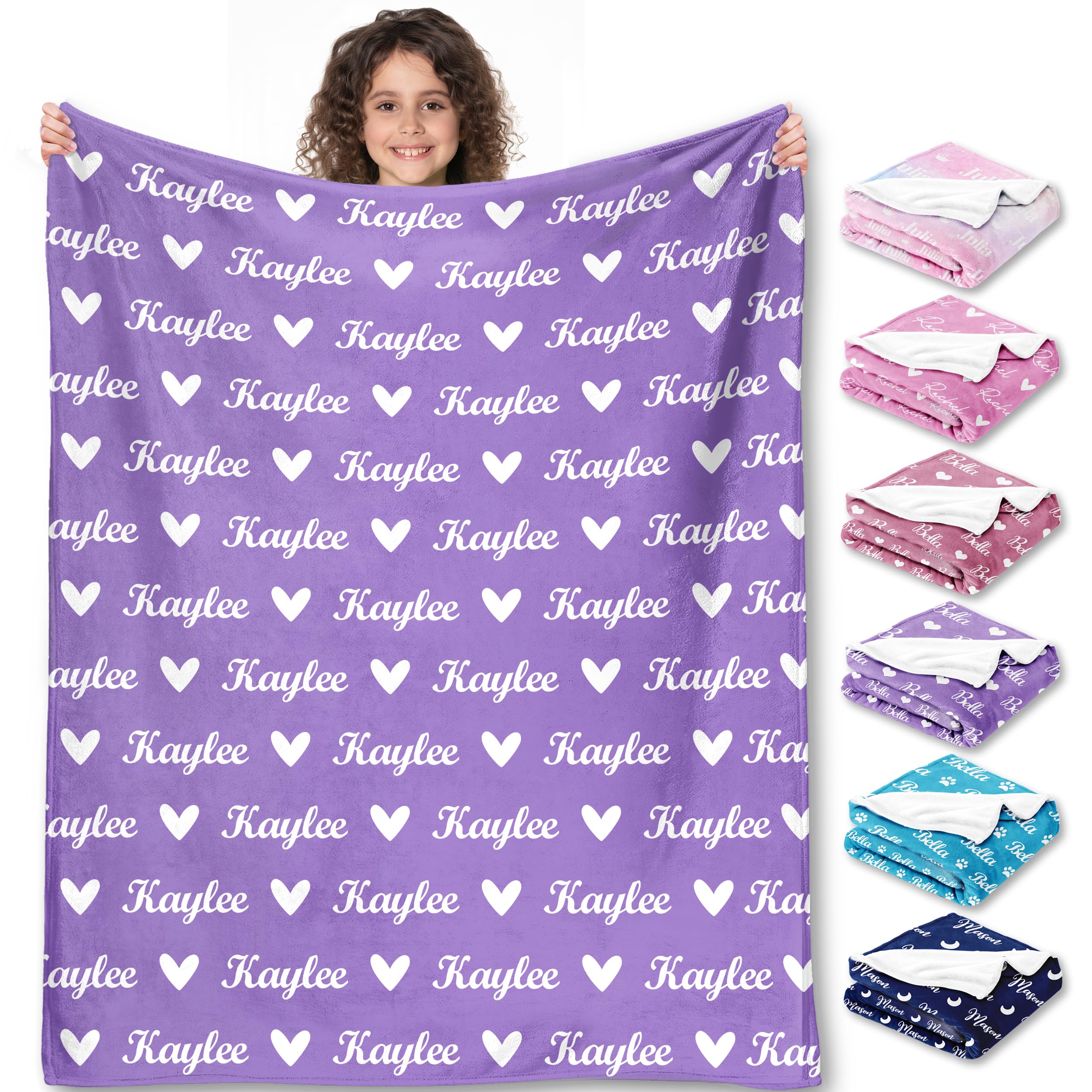 Yofair Ships Next Day, Personalized Blanket Gifts for Teen Girls Custom Blanket with Name Flannel Throw Girls Blankets Customized Daughter Gifts for Kids Adult
