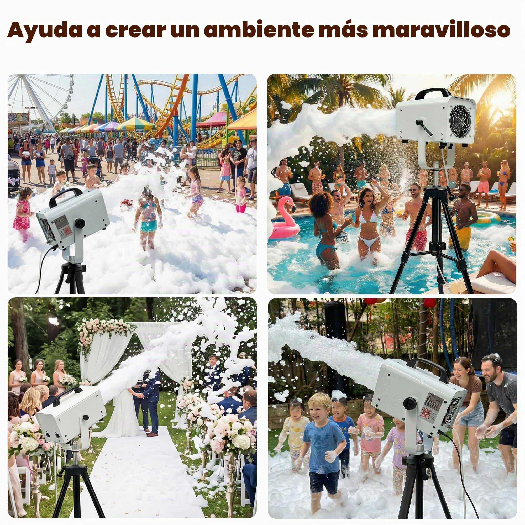 PILIN Máquina de espuma de 600 W para fiestas, cañón eléctrico de espuma para interiores y exteriores, máquina de espuma de burbujas resistente para bodas, festivales y eventos