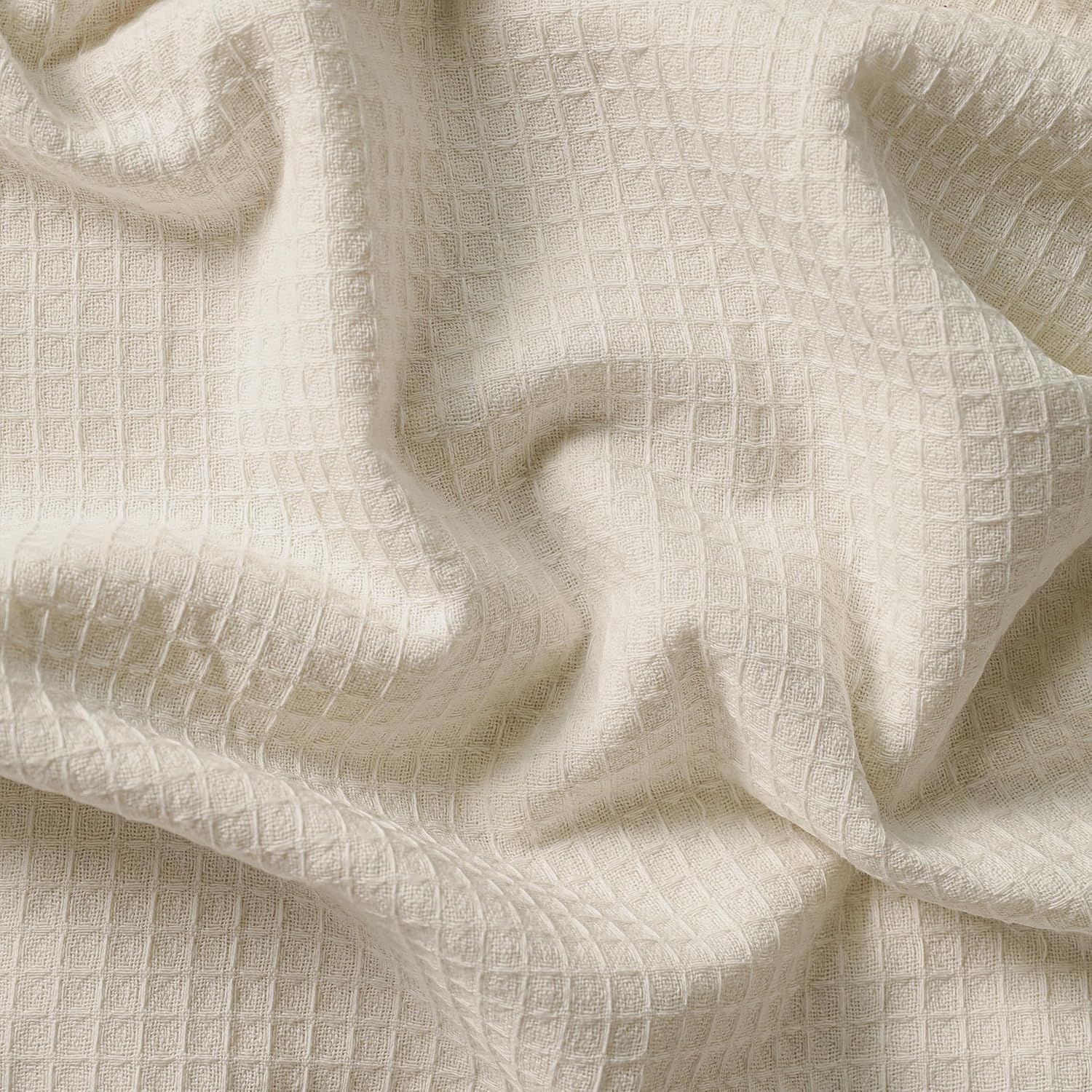 THE ART BOX Medium Weight 100% Cotton Waffle Fabric – 10 Meters Bleached Material for Sewing, Apparel & Crafts