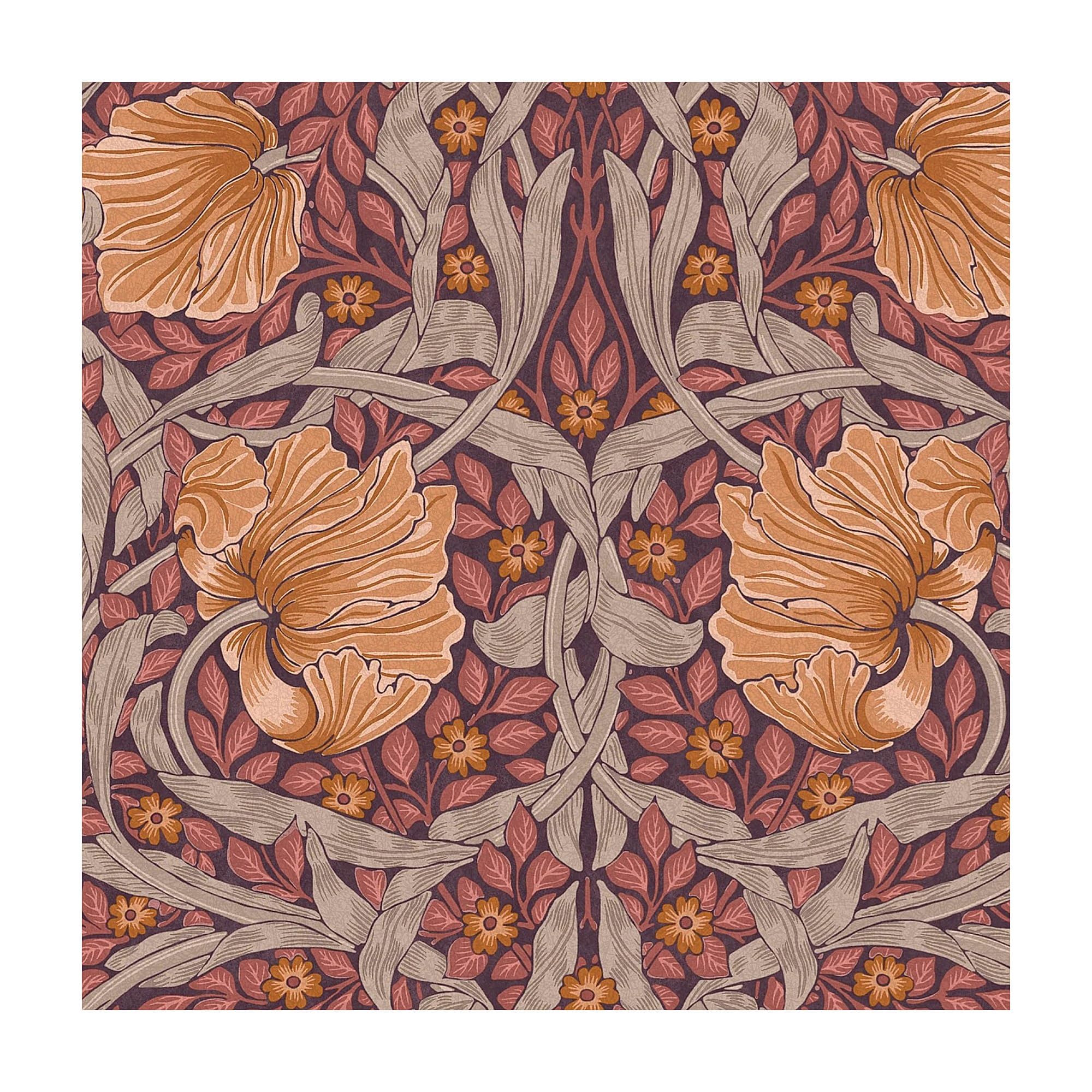 William Morris At Home Purple/Grey/Beige Pimpernel Wallpaper | Plum