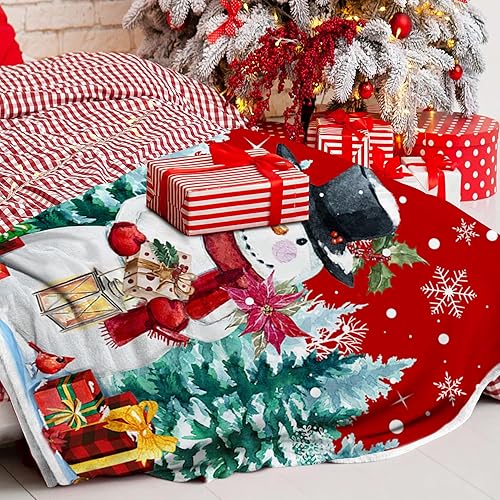 Miniatura 5 de Manta de Navidad, manta de Navidad de muñeco de nieve, decoraciones de Navidad para el hogar, manta roja suave de muñeco de nieve de 50 x 60 pulgadas