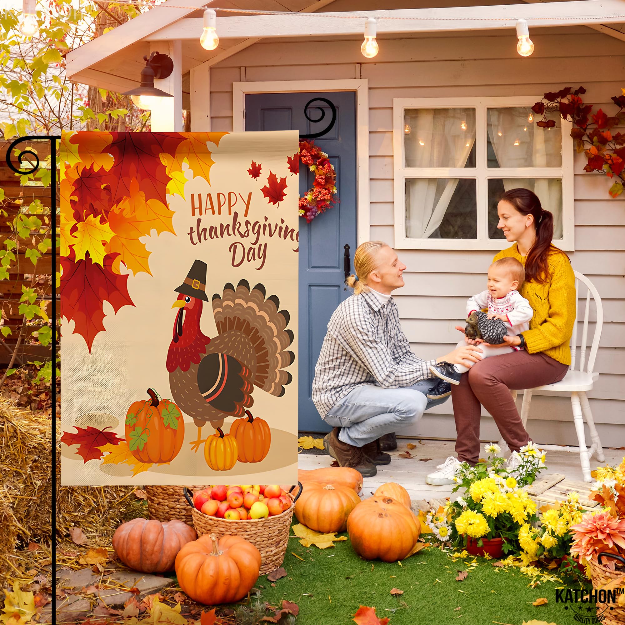 Thanksgiving-Gartenflagge – Doppelseitig Bedruckt, 71x102 Cm, Wetterfest, Perfekt Für Herbst-Deko Draußen